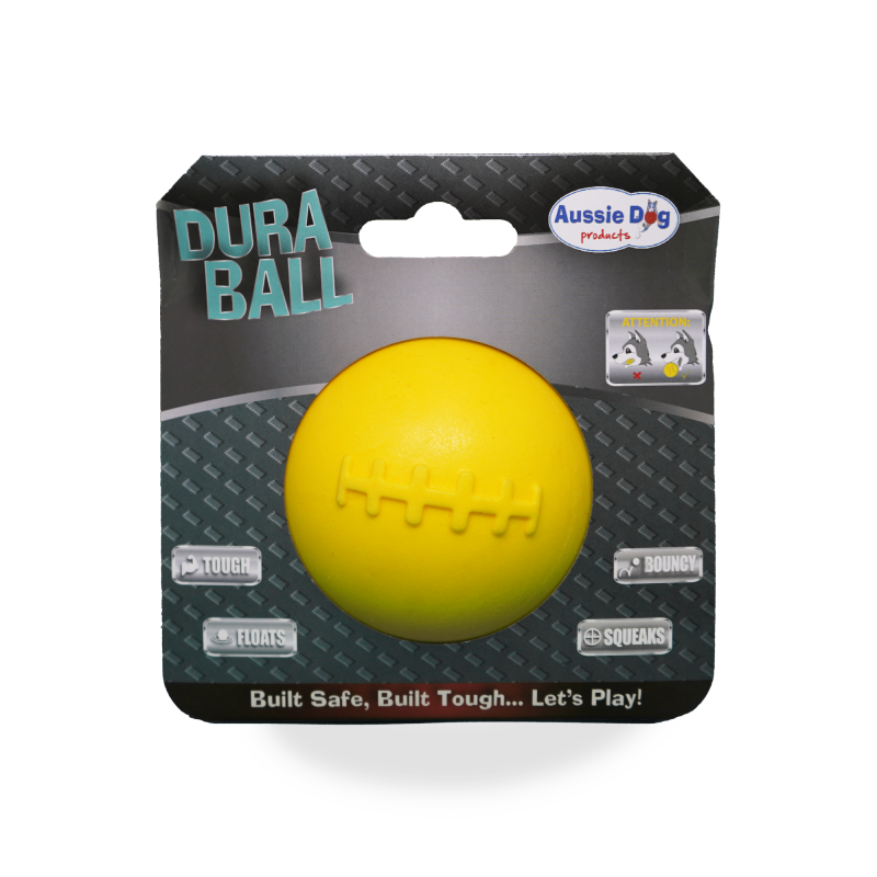 Aussie Dog Dura Ball 7.6cm Yellow