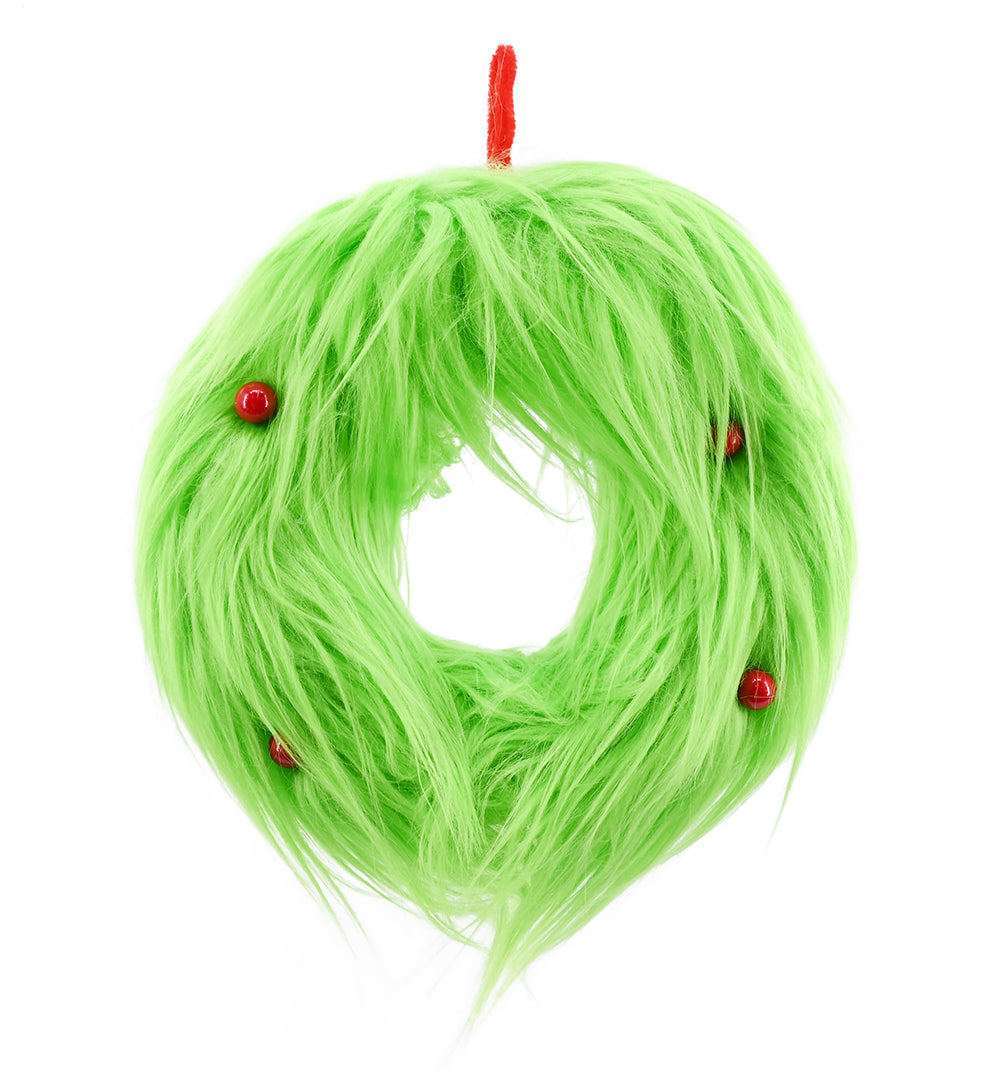 Mean Green Shaggy Wreath 26cm