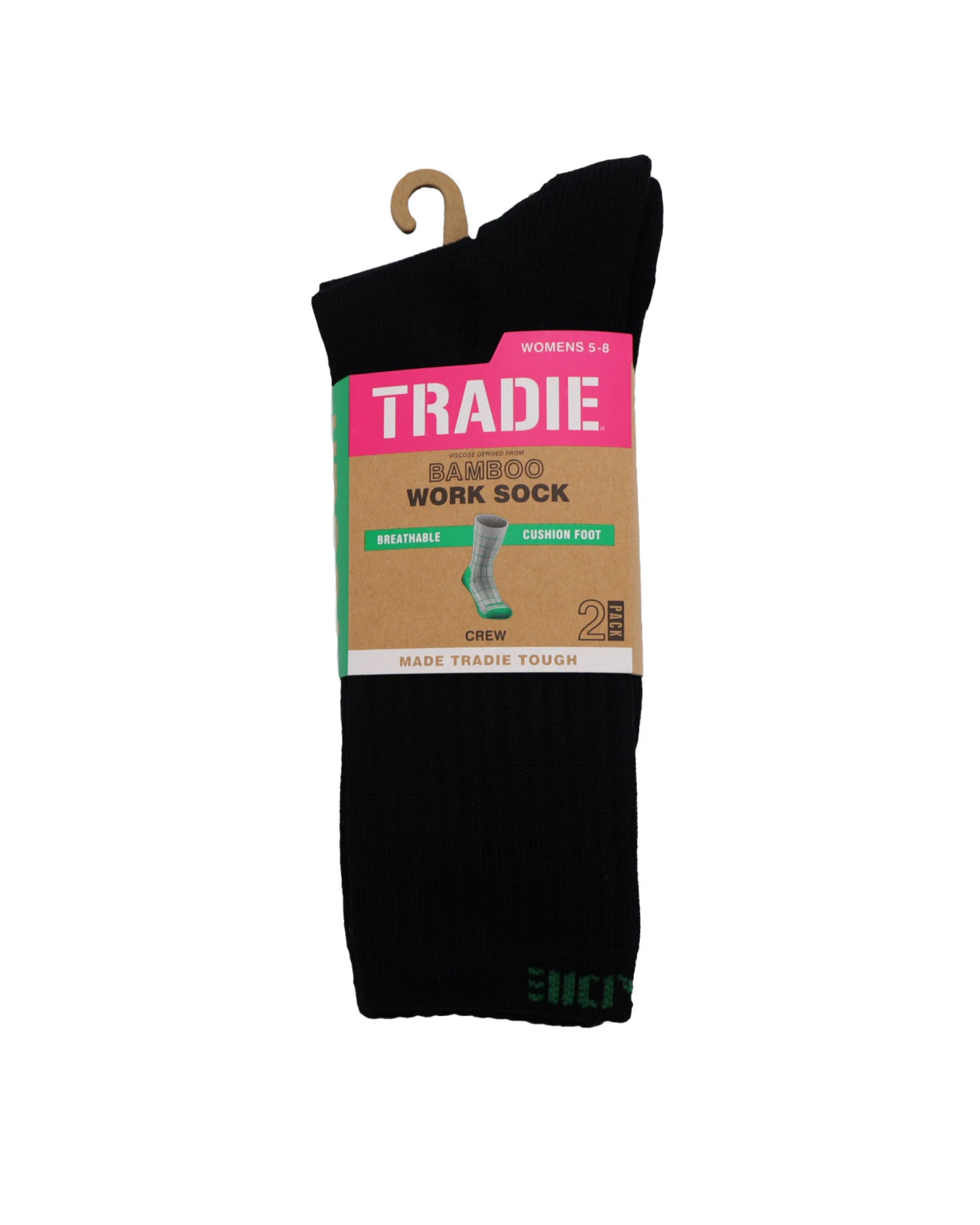 Tradie Lady 2pk Bamboo Ribbed Crew