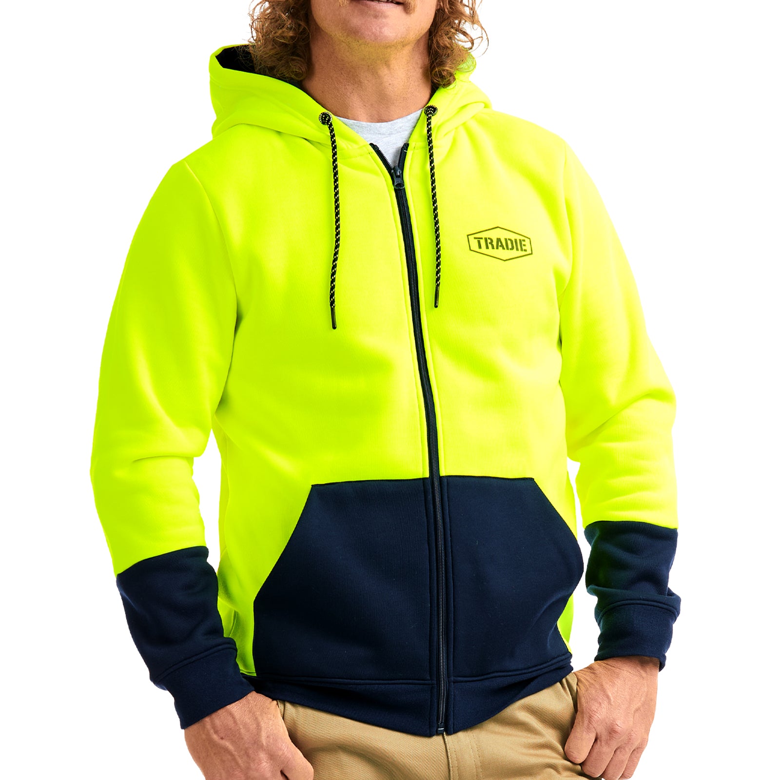 Tradie Men's Core Hi-Vis Zip Hoodie