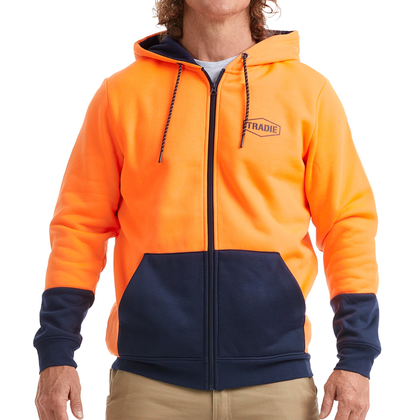 Tradie Men's Core Hi-Vis Zip Hoodie