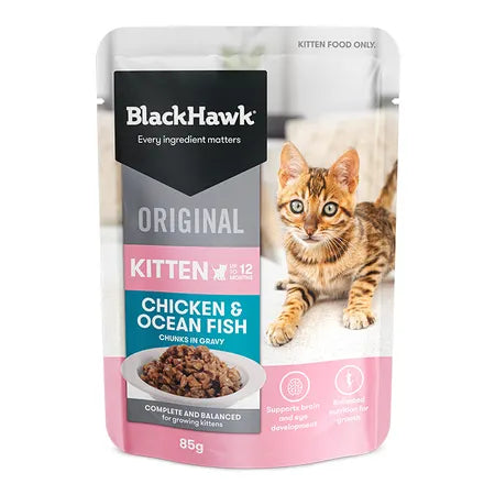 Black Hawk Kitten Chicken & Ocean Fish in Gravy 85g x 12pk