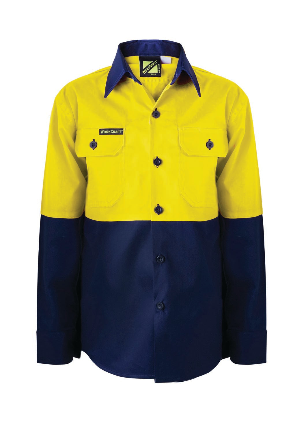 Kids Lightweight Hi Vis Long Sleeve Cotton Drill Shirt