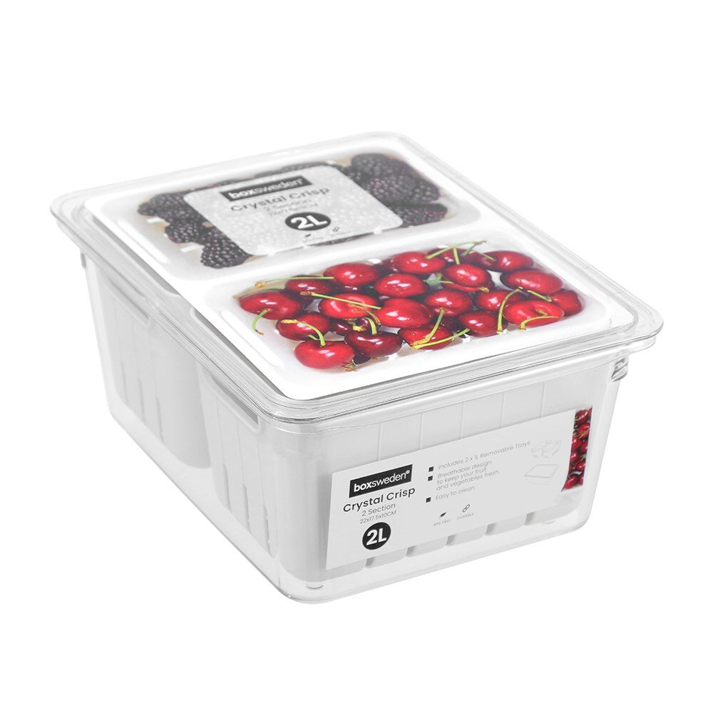 Fruit/Vegie Storer 2L 2 Section 22X17.5X10cm xx