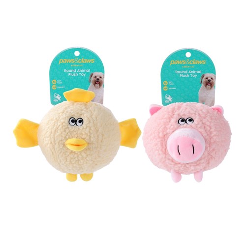 Plush Round Animal 2 Assorted 18x18x18cm