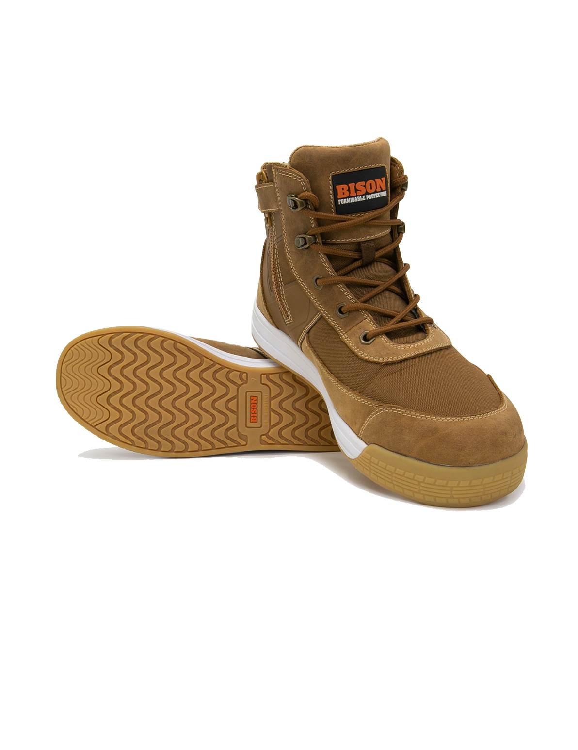 Bison Dune Zip Side Lace Up High Top Safety Shoe