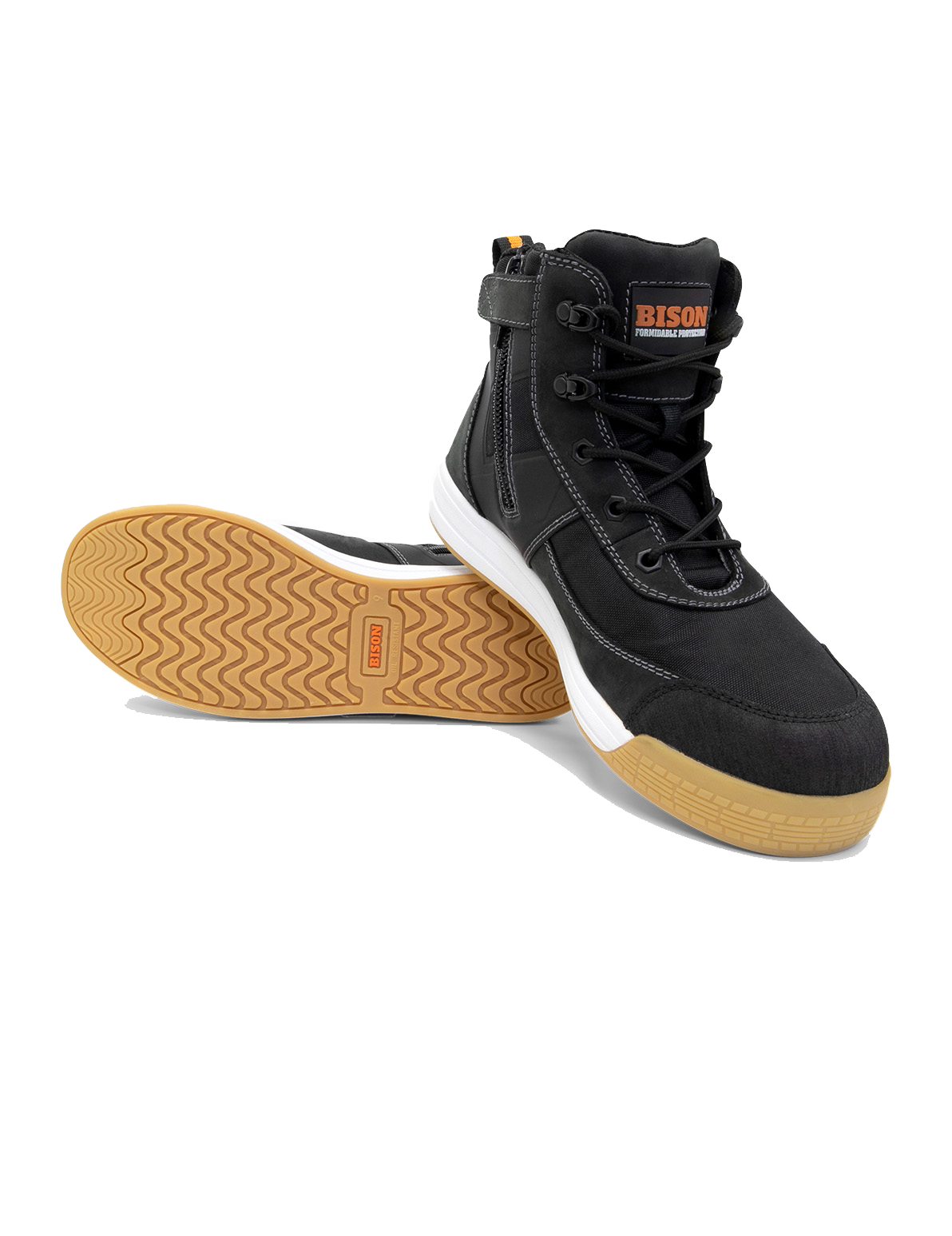 Bison Dune Zip Side Lace Up High Top Safety Shoe