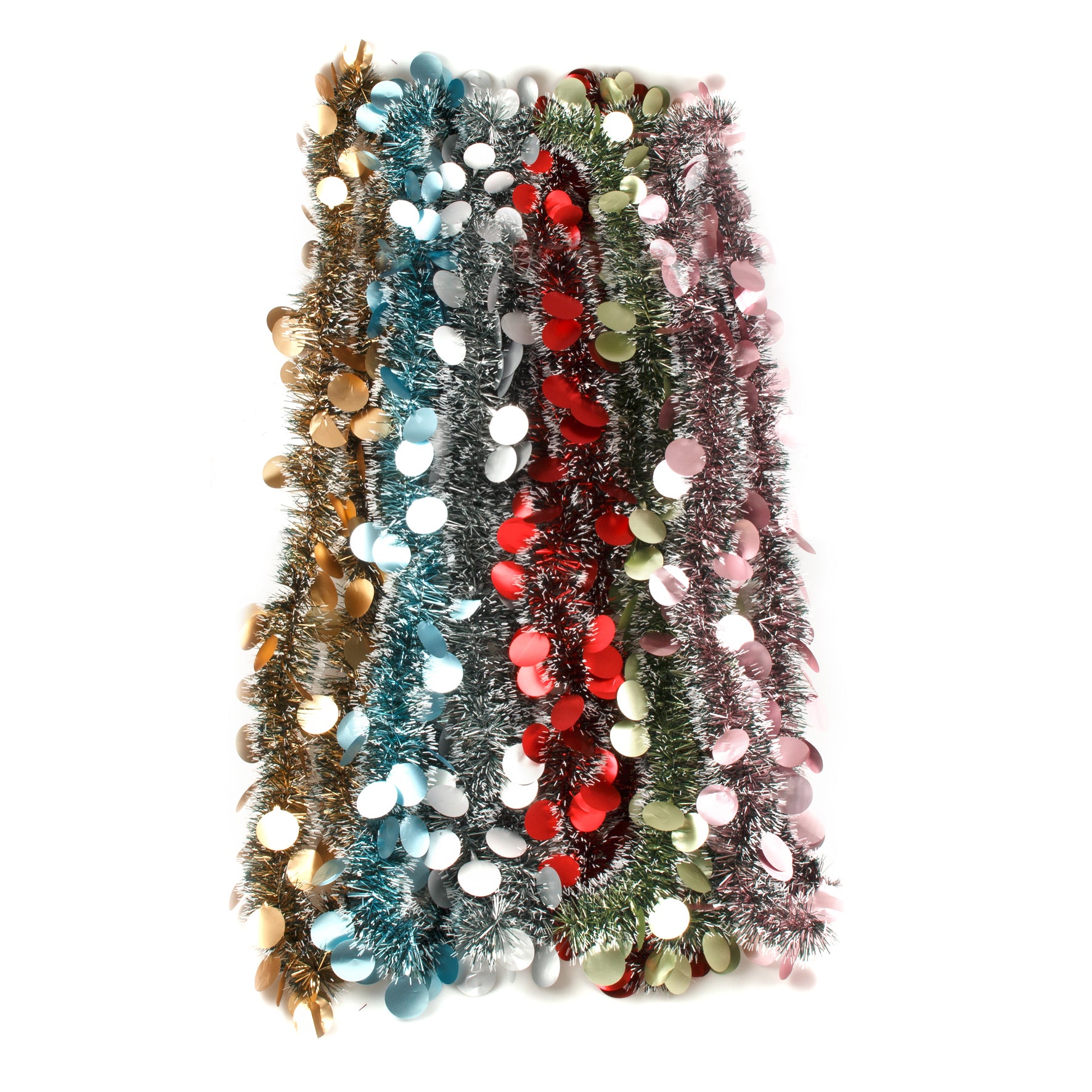 Tinsel Xmas Garland w Dots 2m Asst