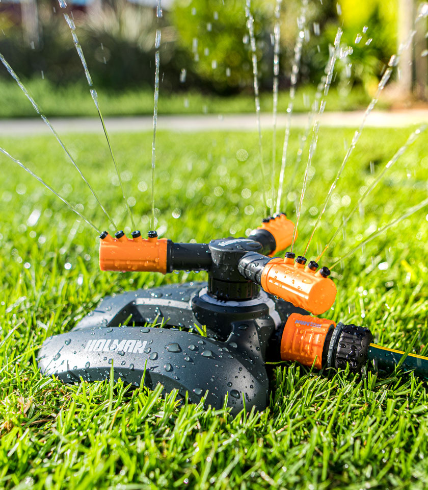 Holman 3 Arm Rotating Sprinkler with Heavy Duty Weighted Base