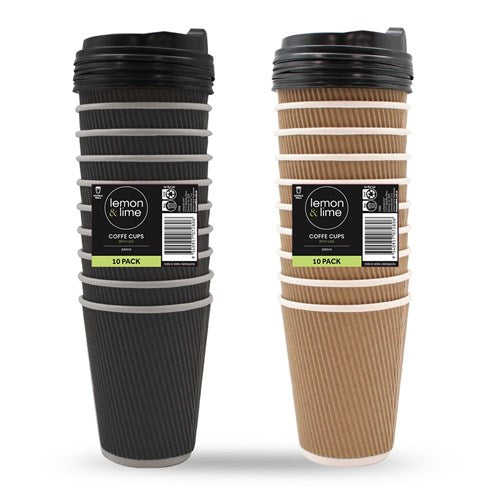 Coffee Cups W/lids 340ml 10PK xx