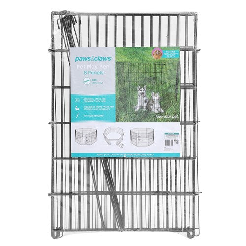 Paws & Claws Pet Play Pen 8 Sided Large 61x91cm 8 Panels