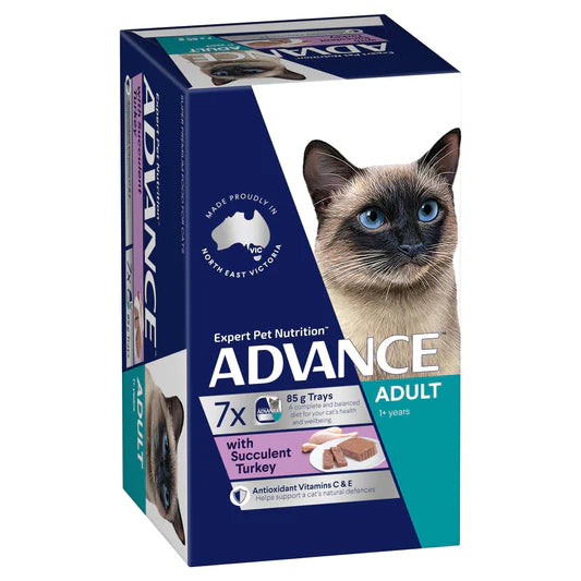 Advance Cat Adult with Succulent Turkey Trays 7 x 85g
