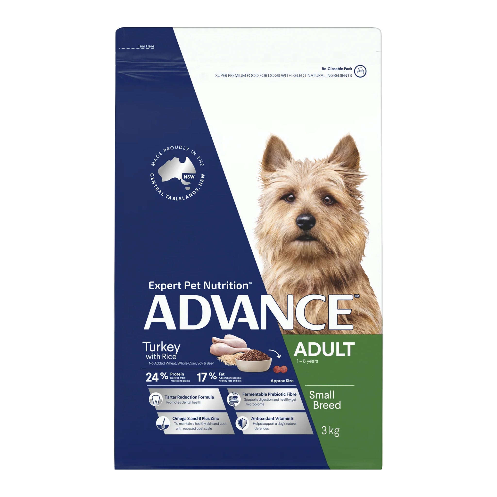 Advance Adult Small Breed Turkey with Rice Dry Dog Food