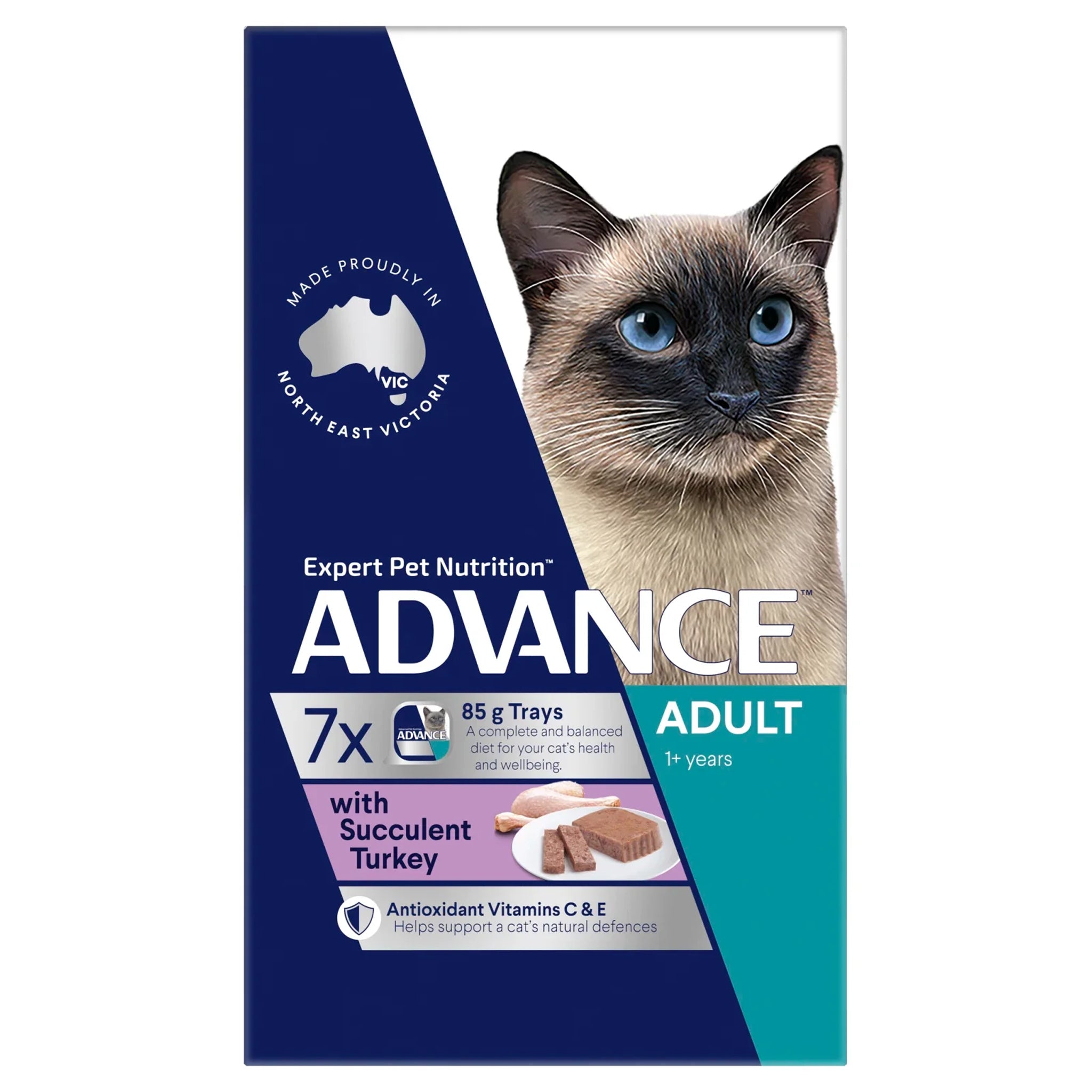 Advance Cat Adult with Succulent Turkey Trays 7 x 85g