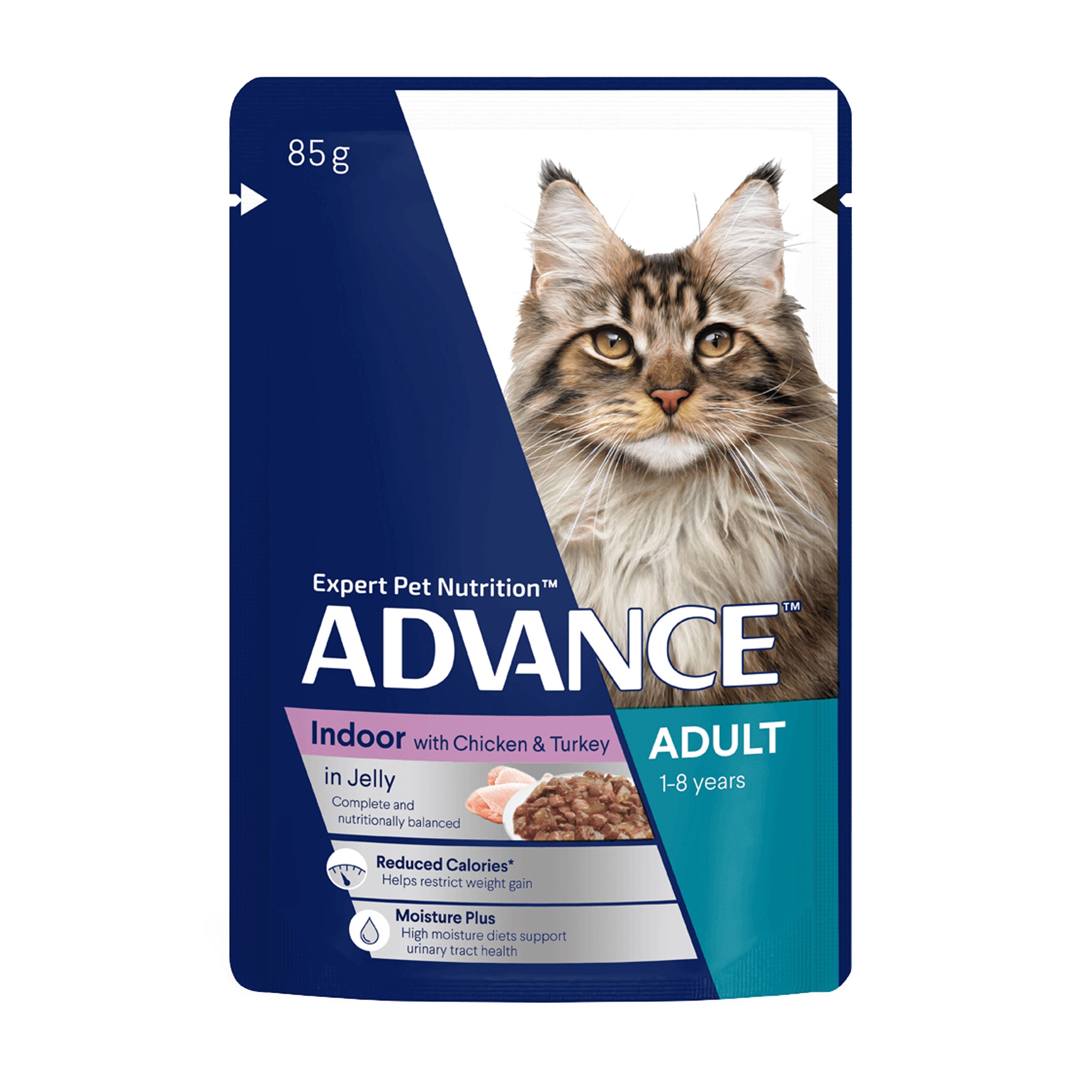 Advance Cat Indoor Adult Chicken & Turkey in Jelly Pouches 12 X 85g
