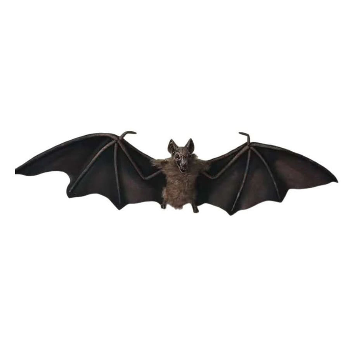 A realistic bat figurine with wings spread wide, shown against a plain white background.