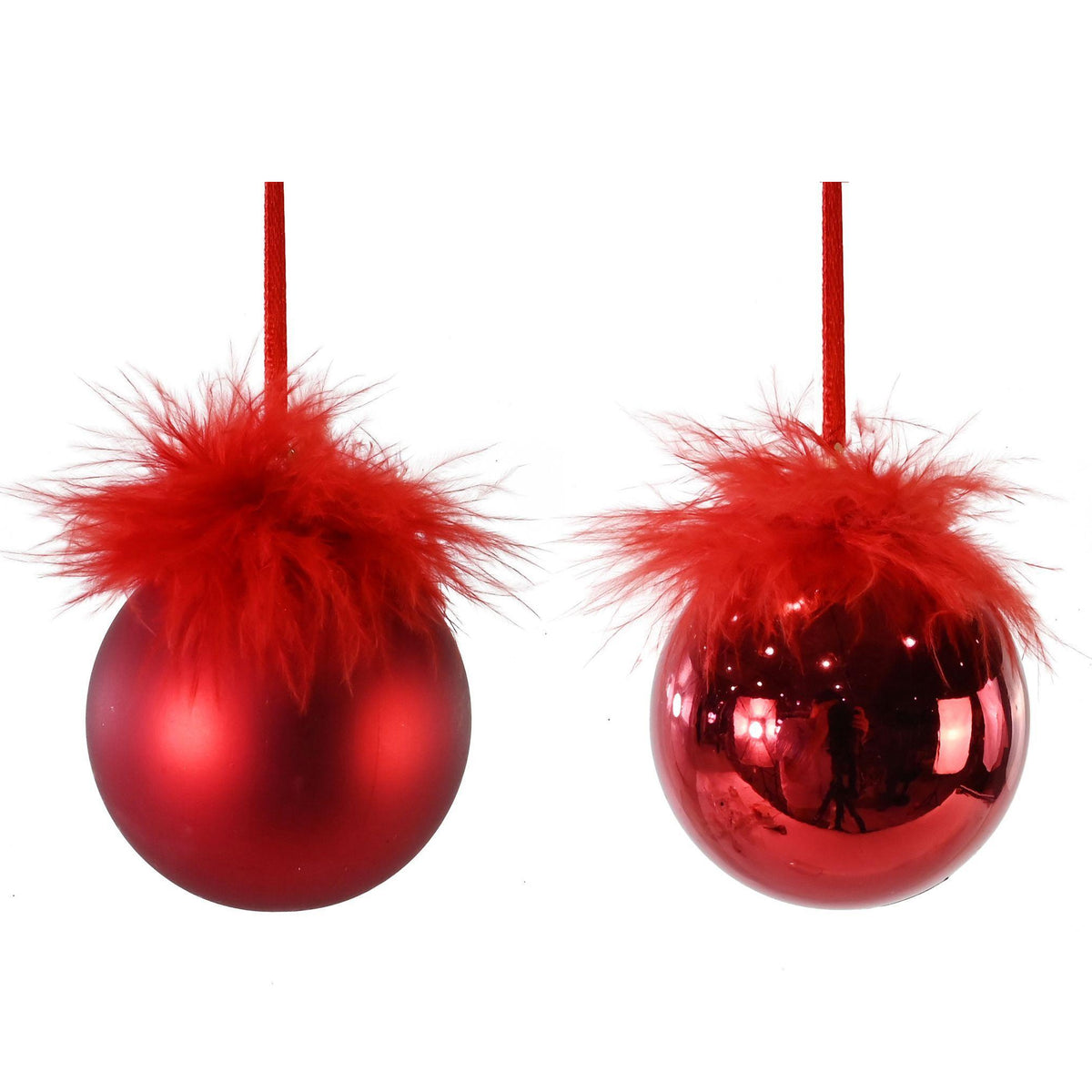 Bauble Fur Topped 6cm 8pk