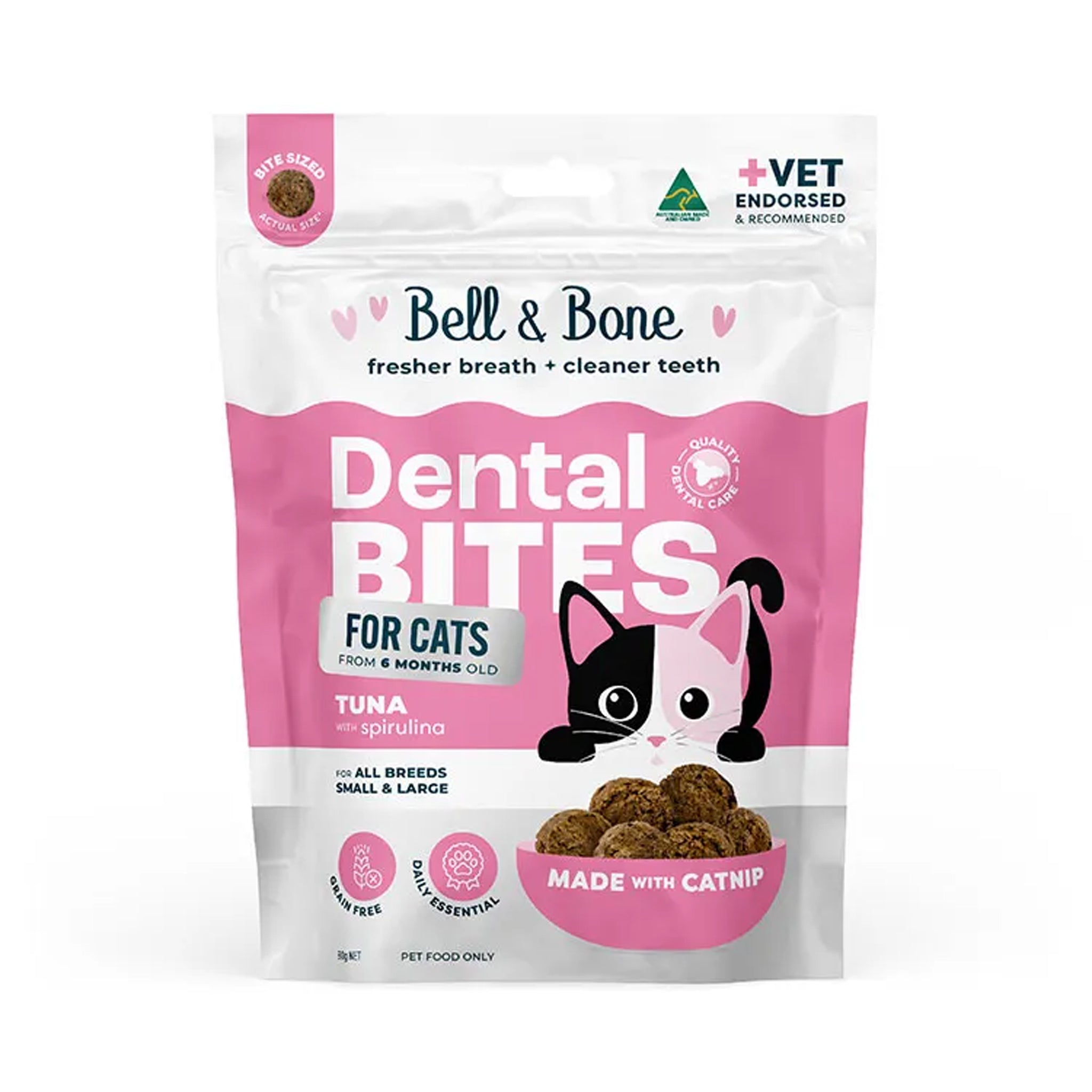 Bell & Bone Dental Bites for Cats – Chicken, Salmon & Tuna