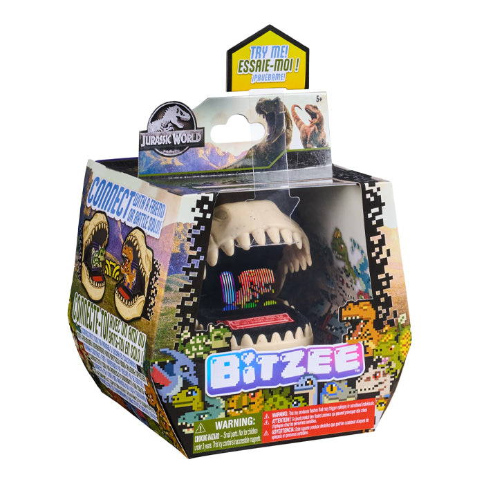 Bitzee toy packaging with colorful graphics and text on a white background