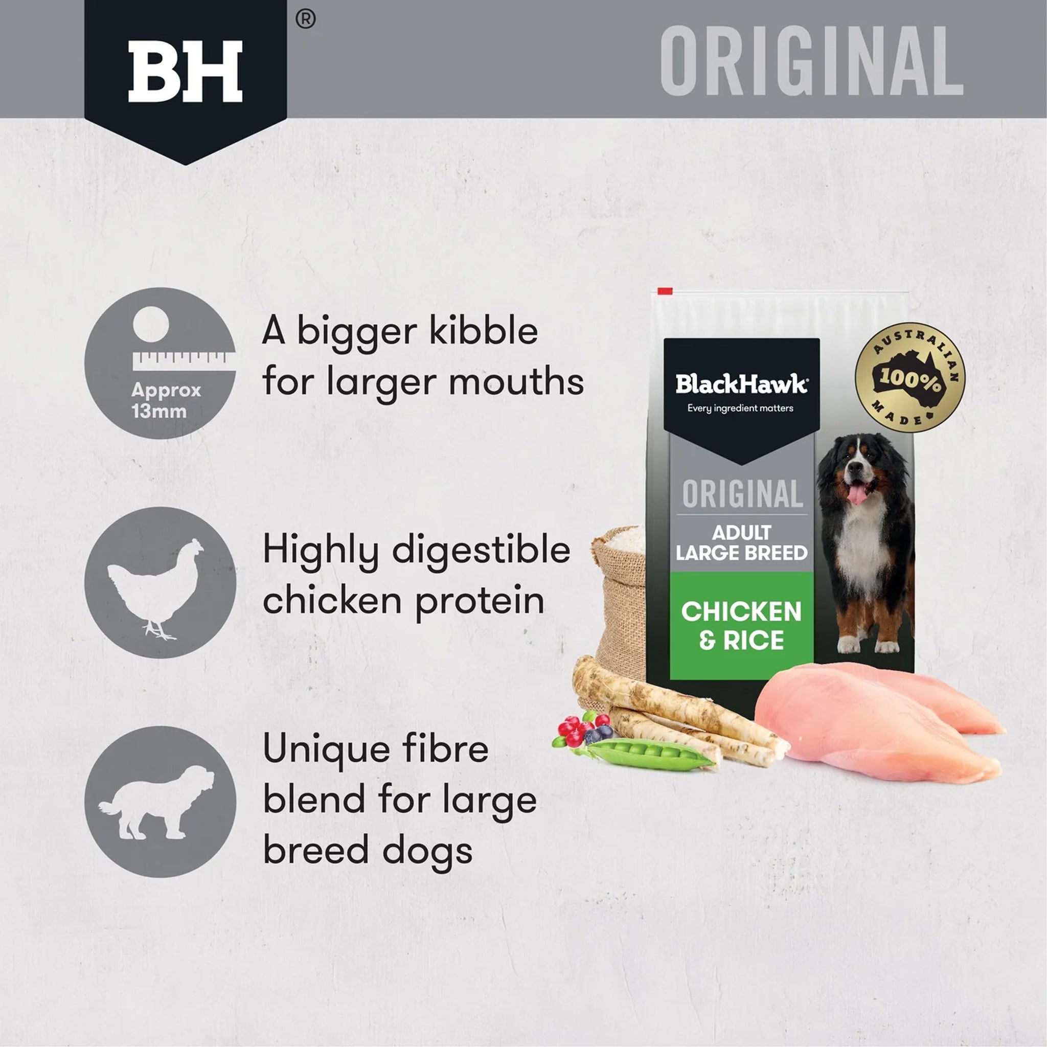 Black Hawk Adult Large Breed Chicken & Rice Dry Dog Food