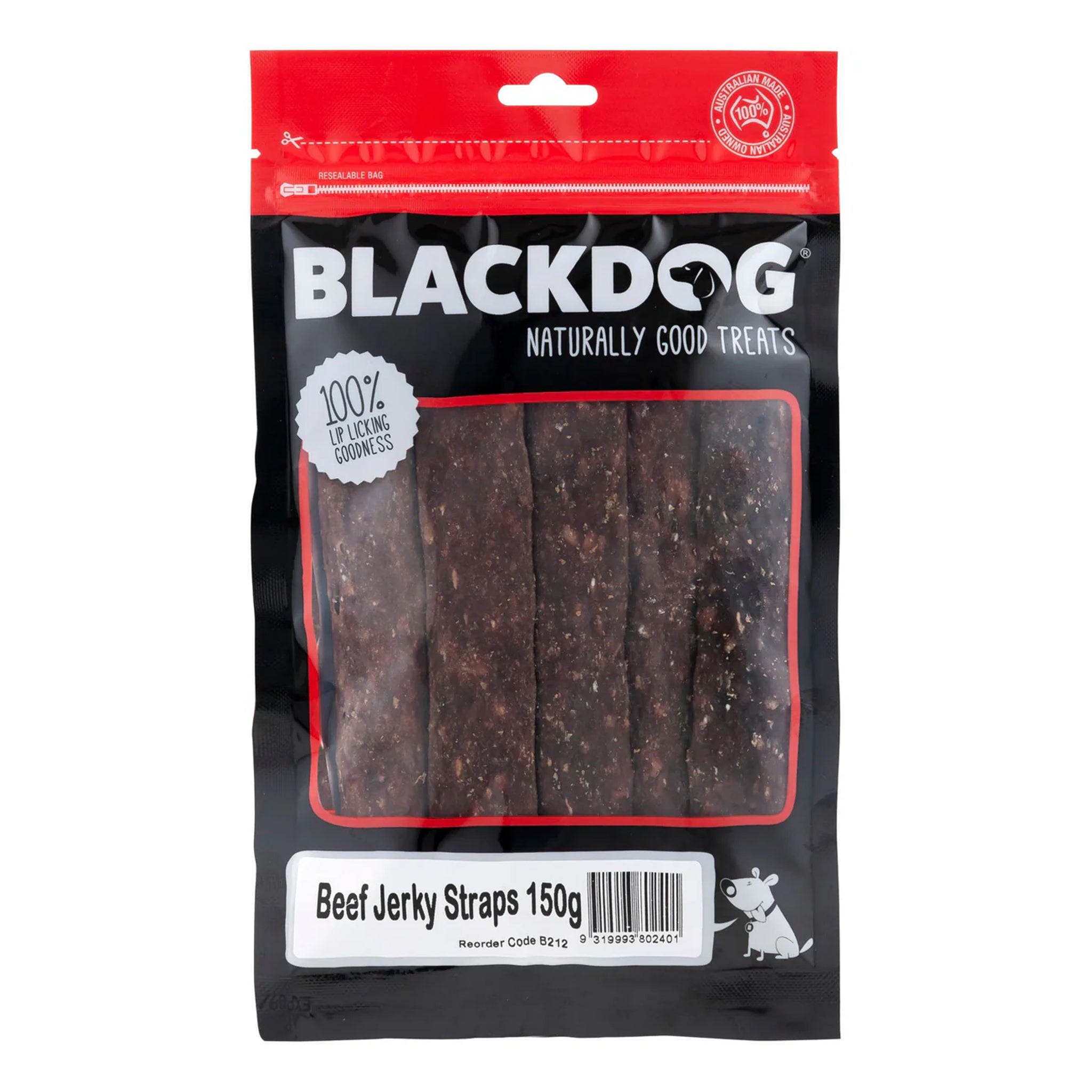 Blackdog Beef Jerky Straps Dog Treats 150g