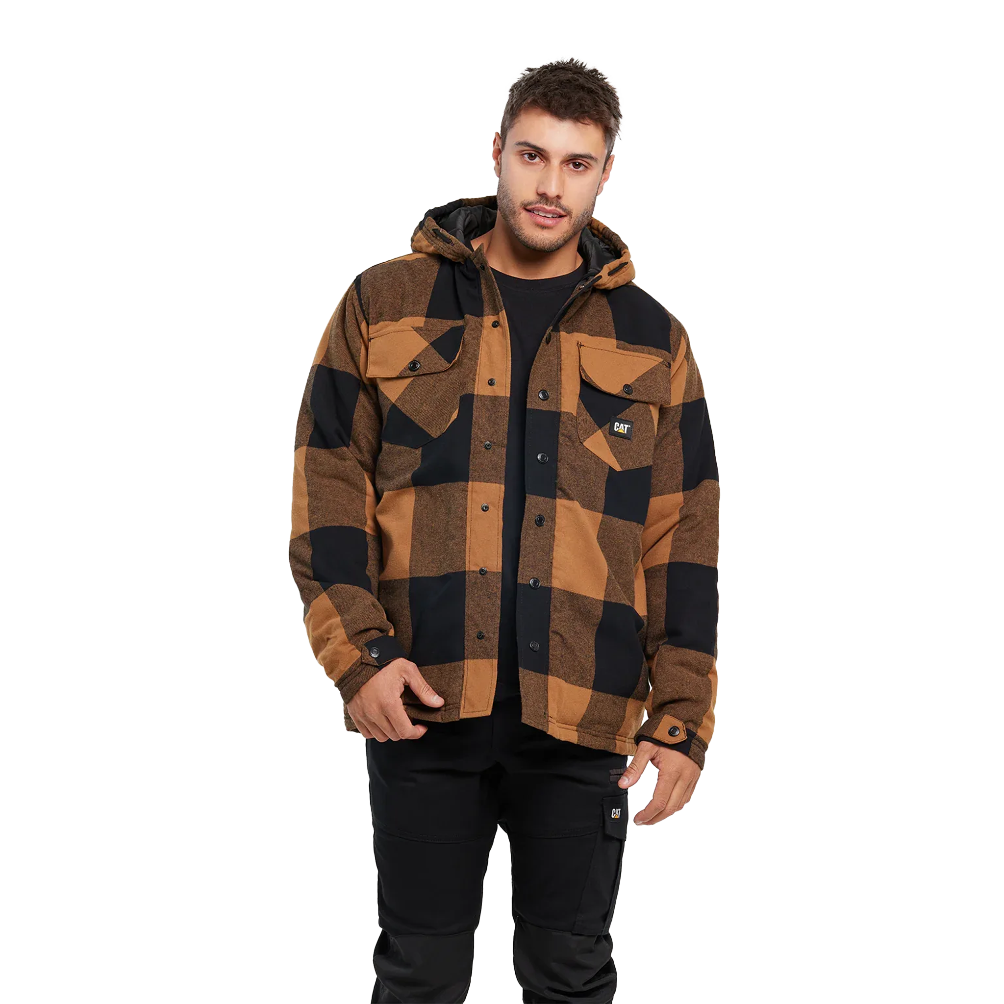 CAT Hooded Flannel Shirt Jacket