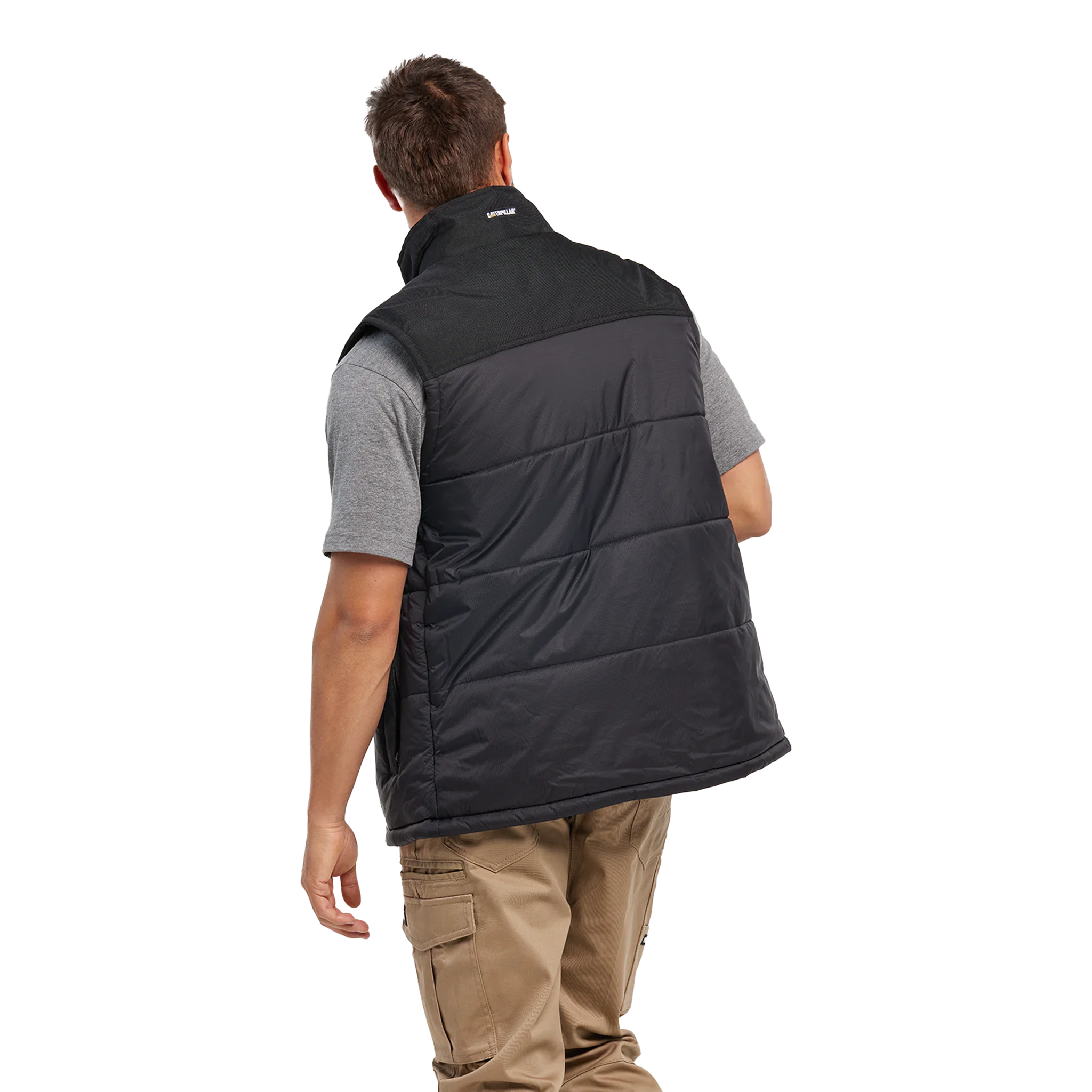 CAT Black Hooded Work Vest - Zip Off Hood