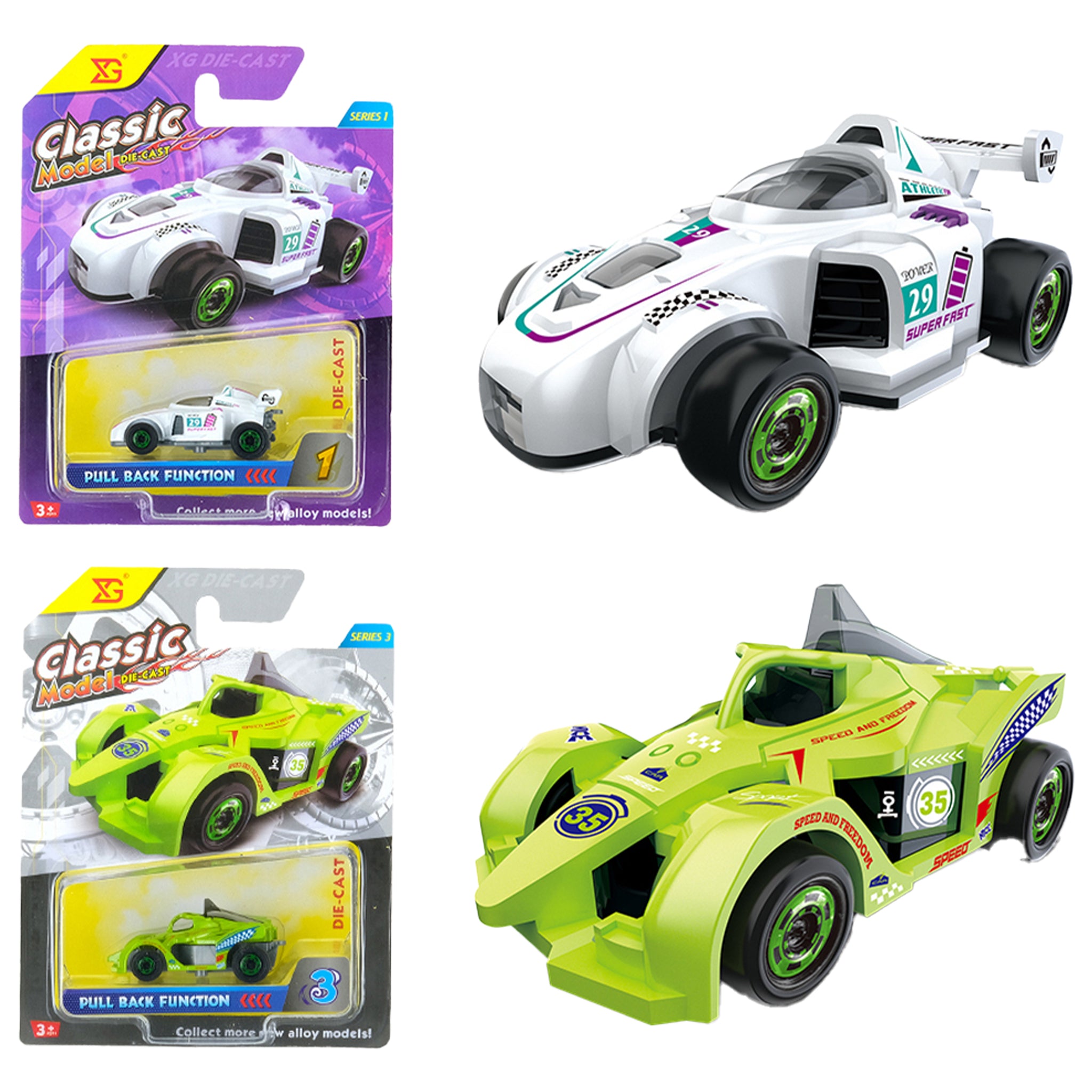 Cartoon Die cast Pull Back Racing Cars assorted
