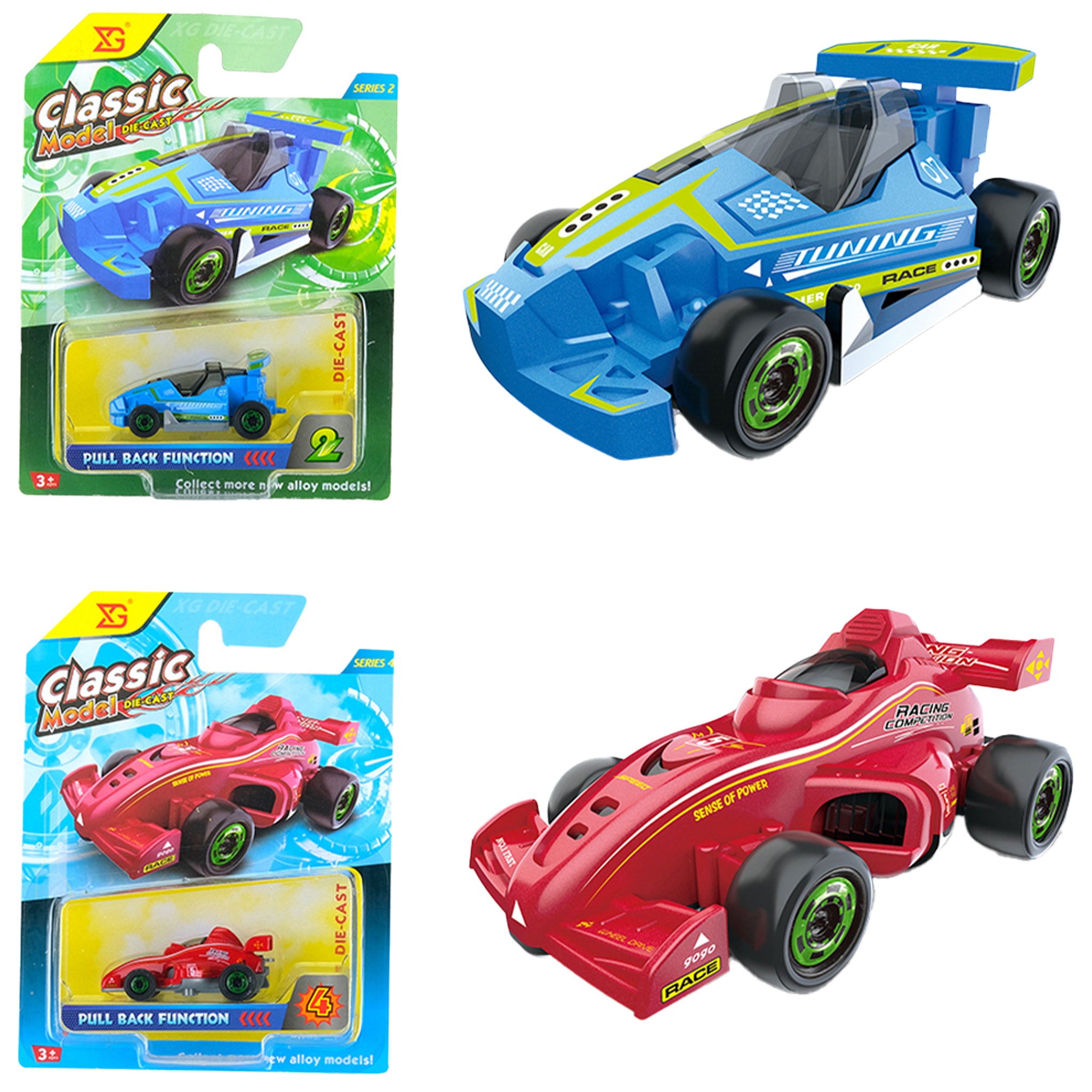 Cartoon Die cast Pull Back Racing Cars assorted