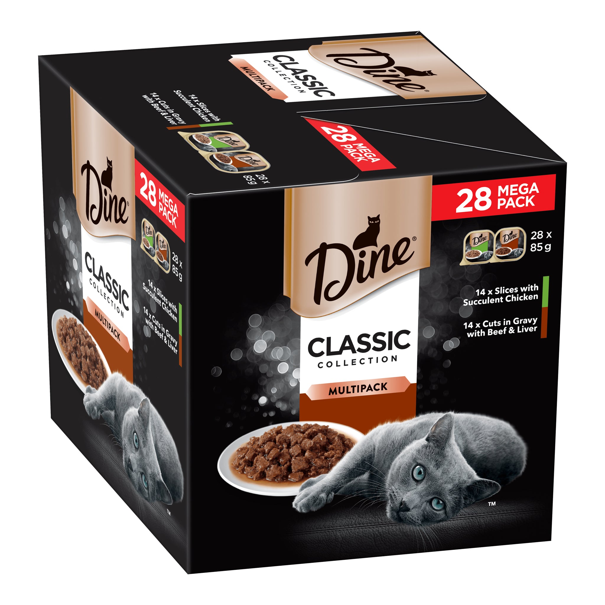 Dine Classic Chicken Slices & Beef & Liver in Gravy Multipack 28pk