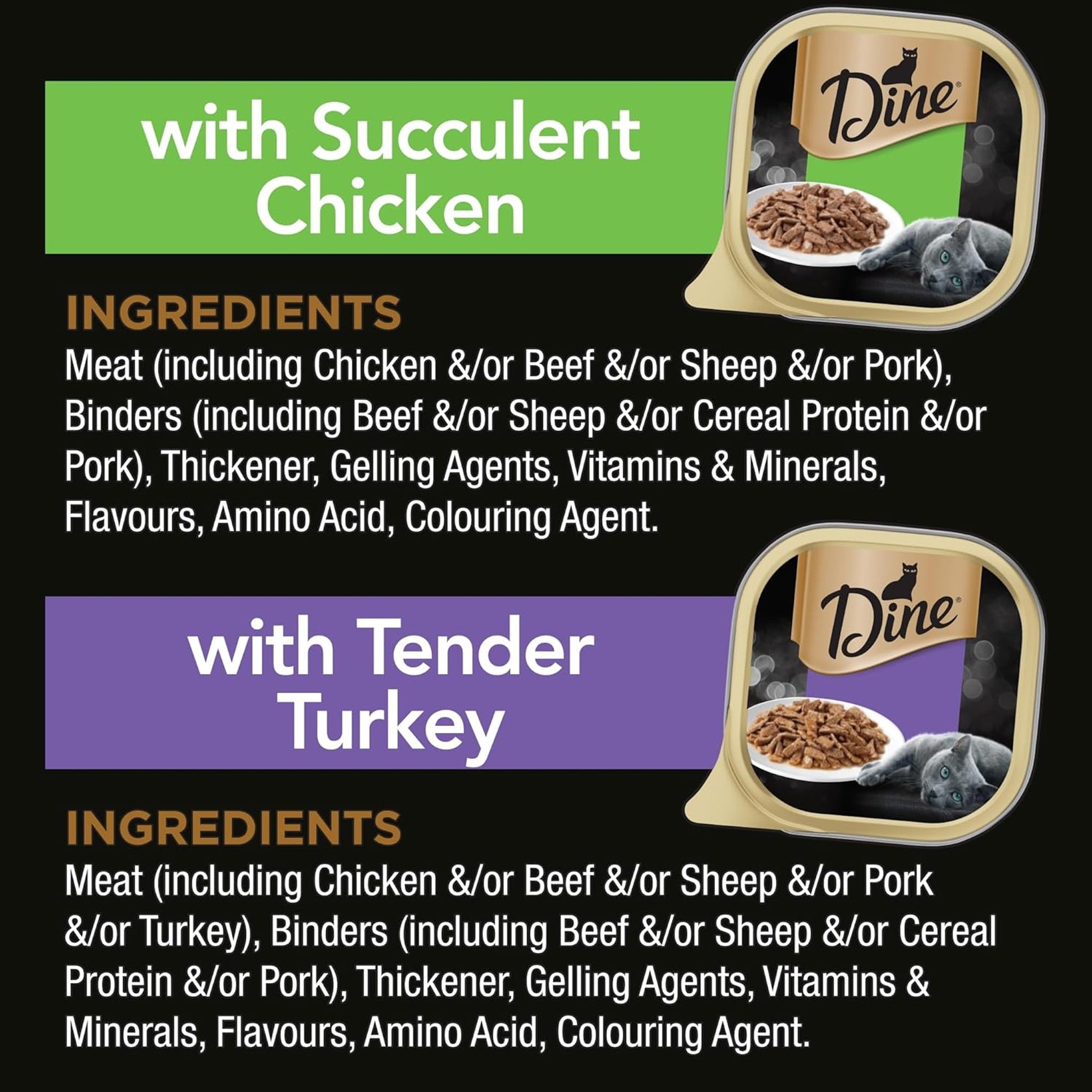 Dine Classic Chicken with Tender Turkey in Gravy Wet Cat Food 28 x 85g
