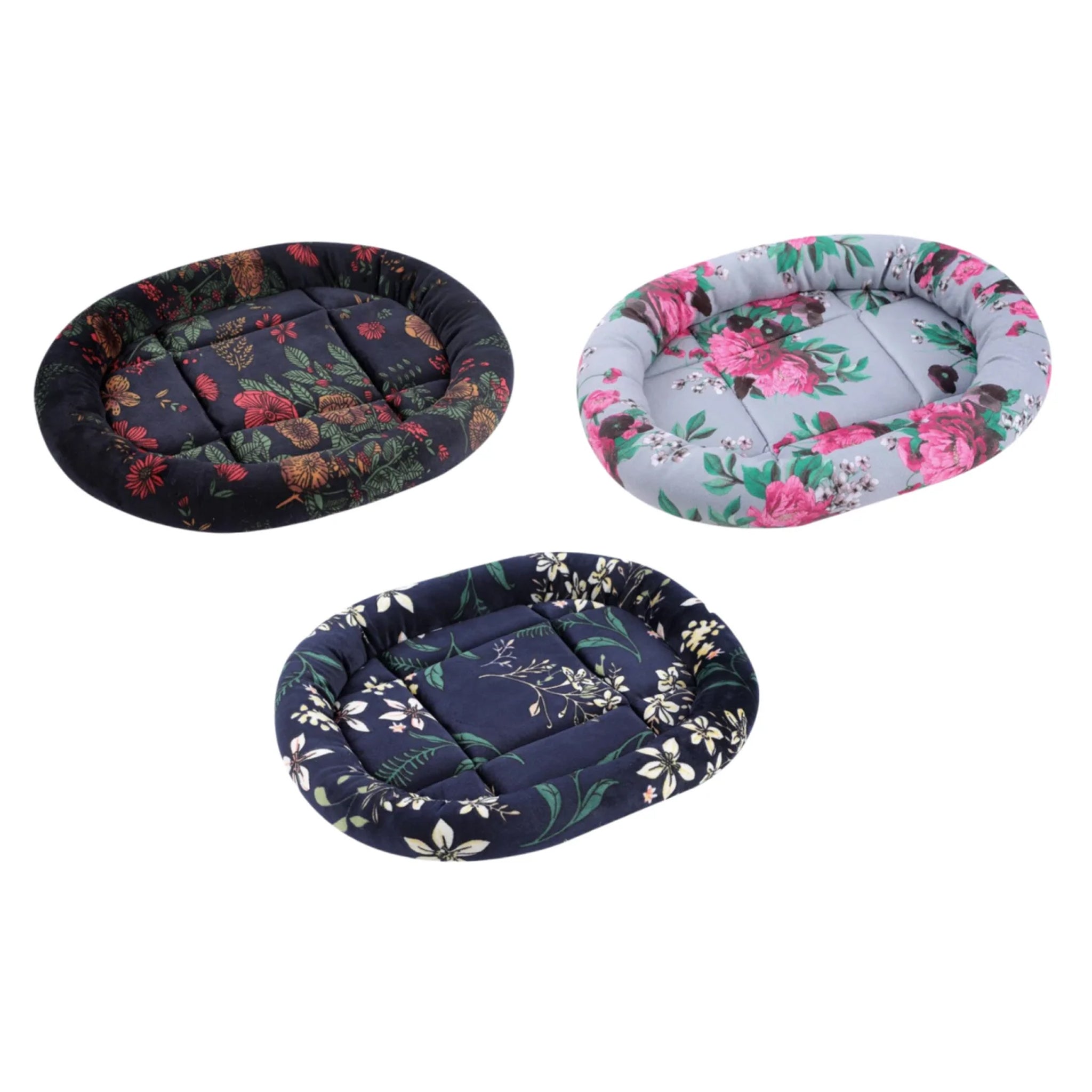 Floral Cat Bed Oval 3 Assorted 42x36x4cm