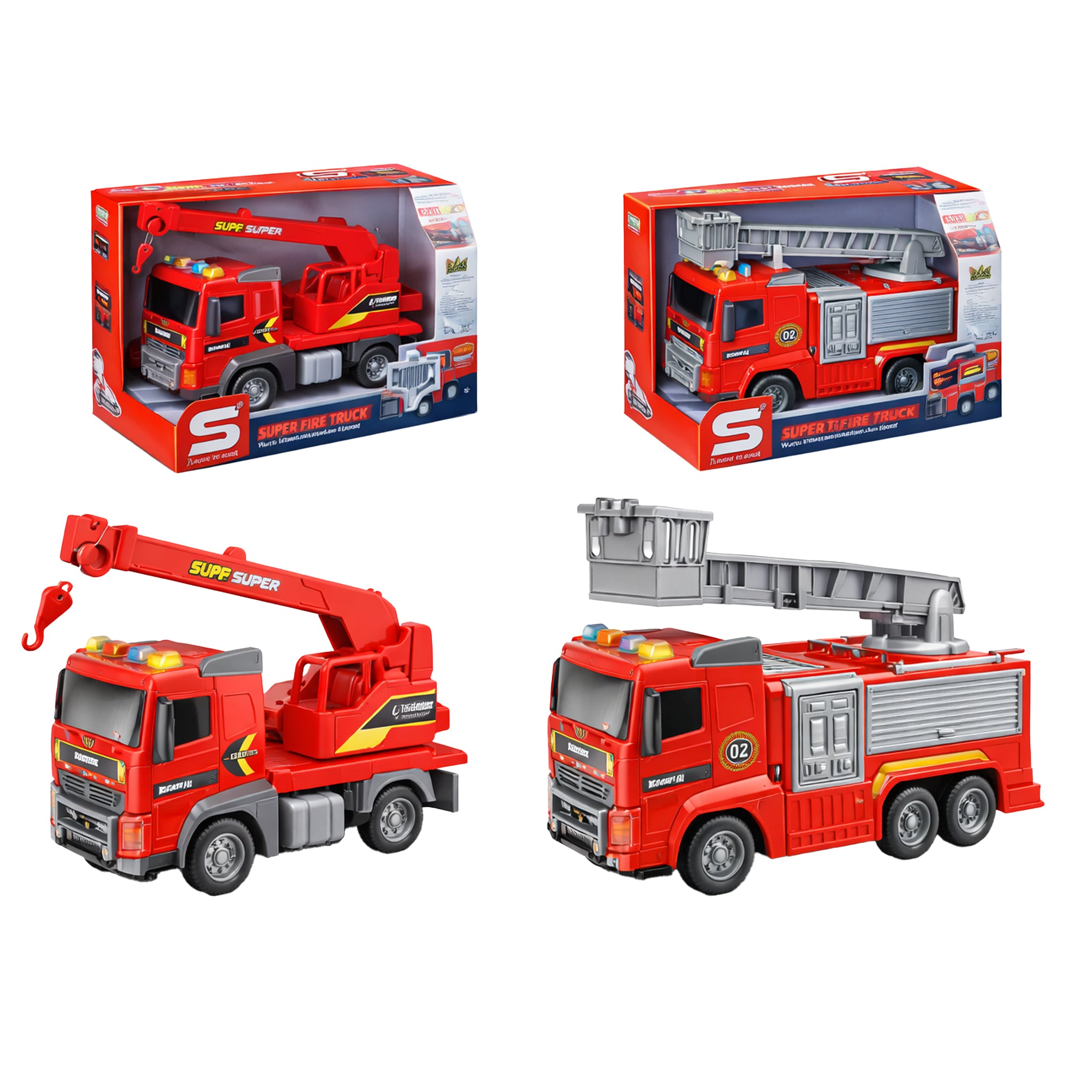 Friction Fire Truck 18cm with Lights & Sounds – Assorted