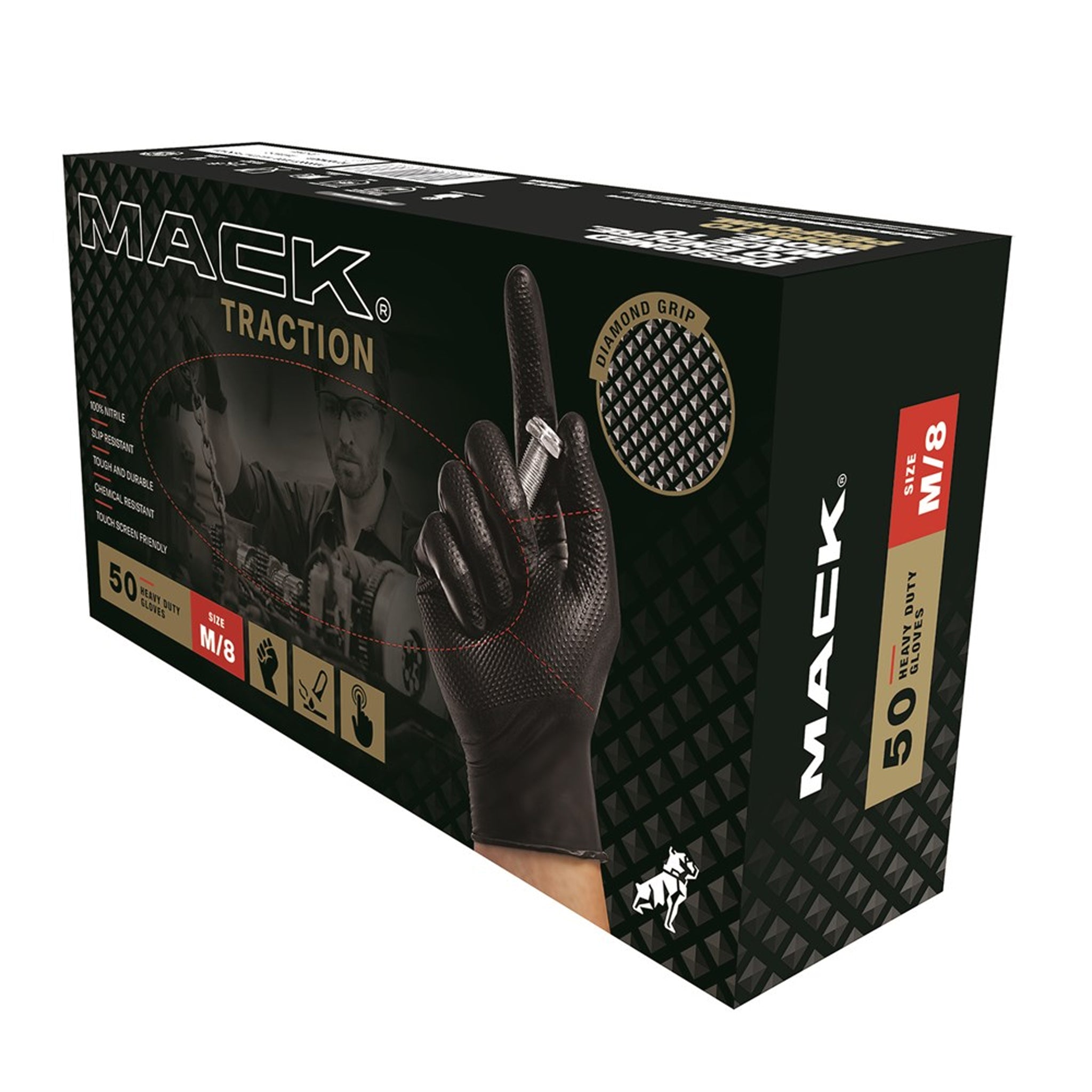 Glove Mack Traction Nitrile Disposable - Powder Free