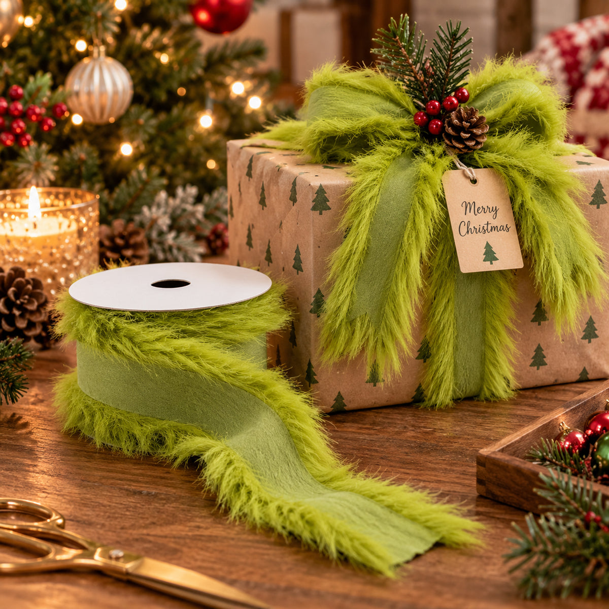 Grumble Christmas Fluffy Gift Ribbon