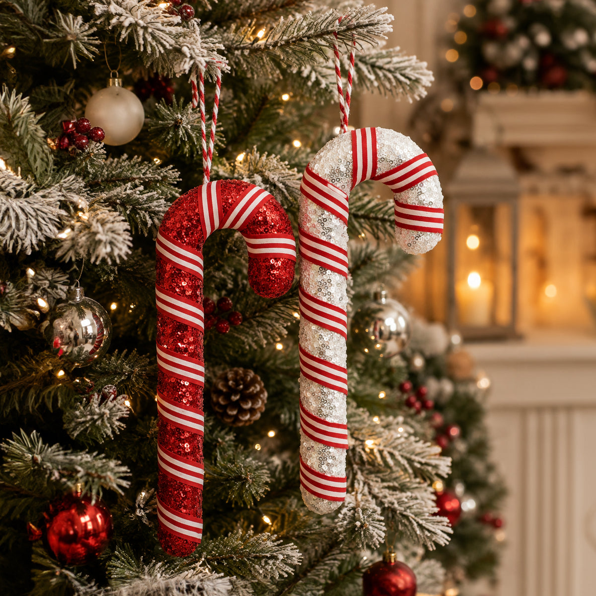 Hanging Sequins Candycane Assorted