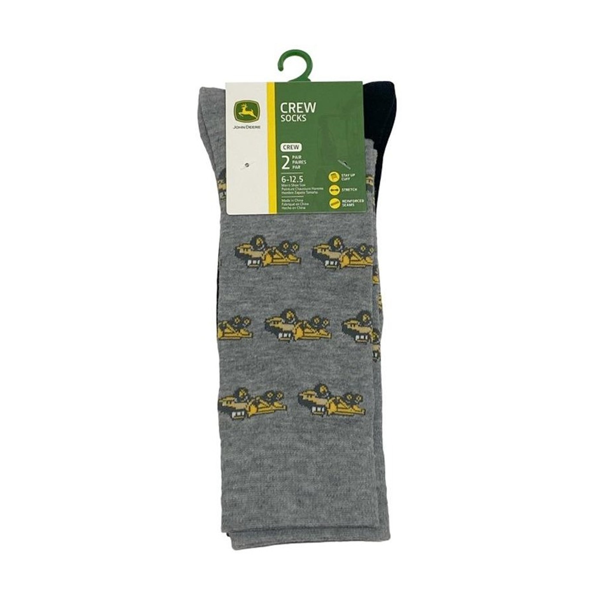 John Deere 2 Pack Dress Socks Black/Grey 10-13