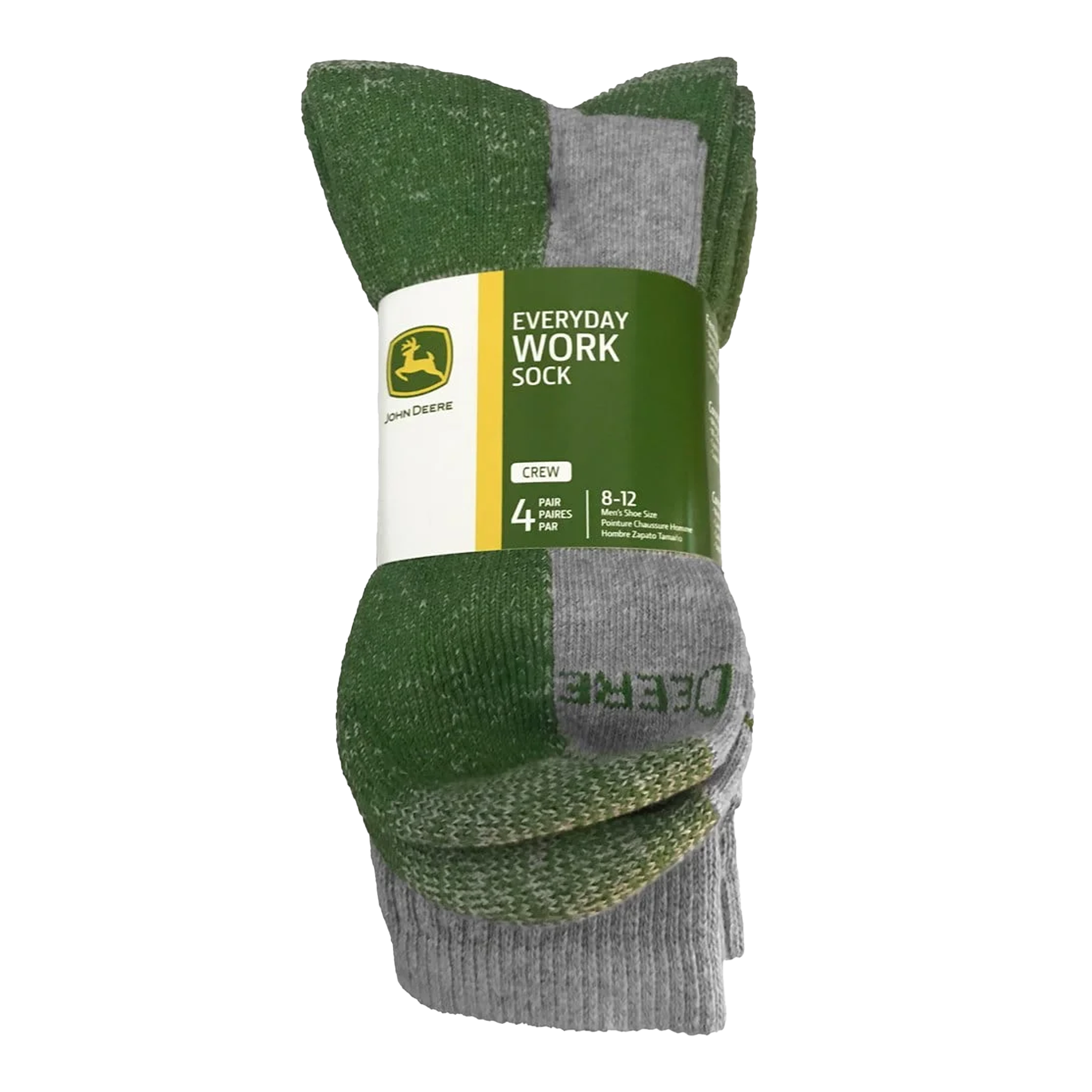 John Deere Crew Sock 4 Pack Cotton Light Heather/Grey