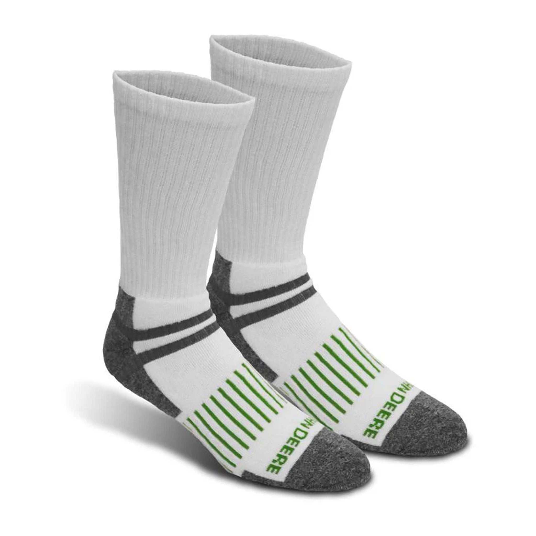 John Deere Crew Work Socks White/Grey
