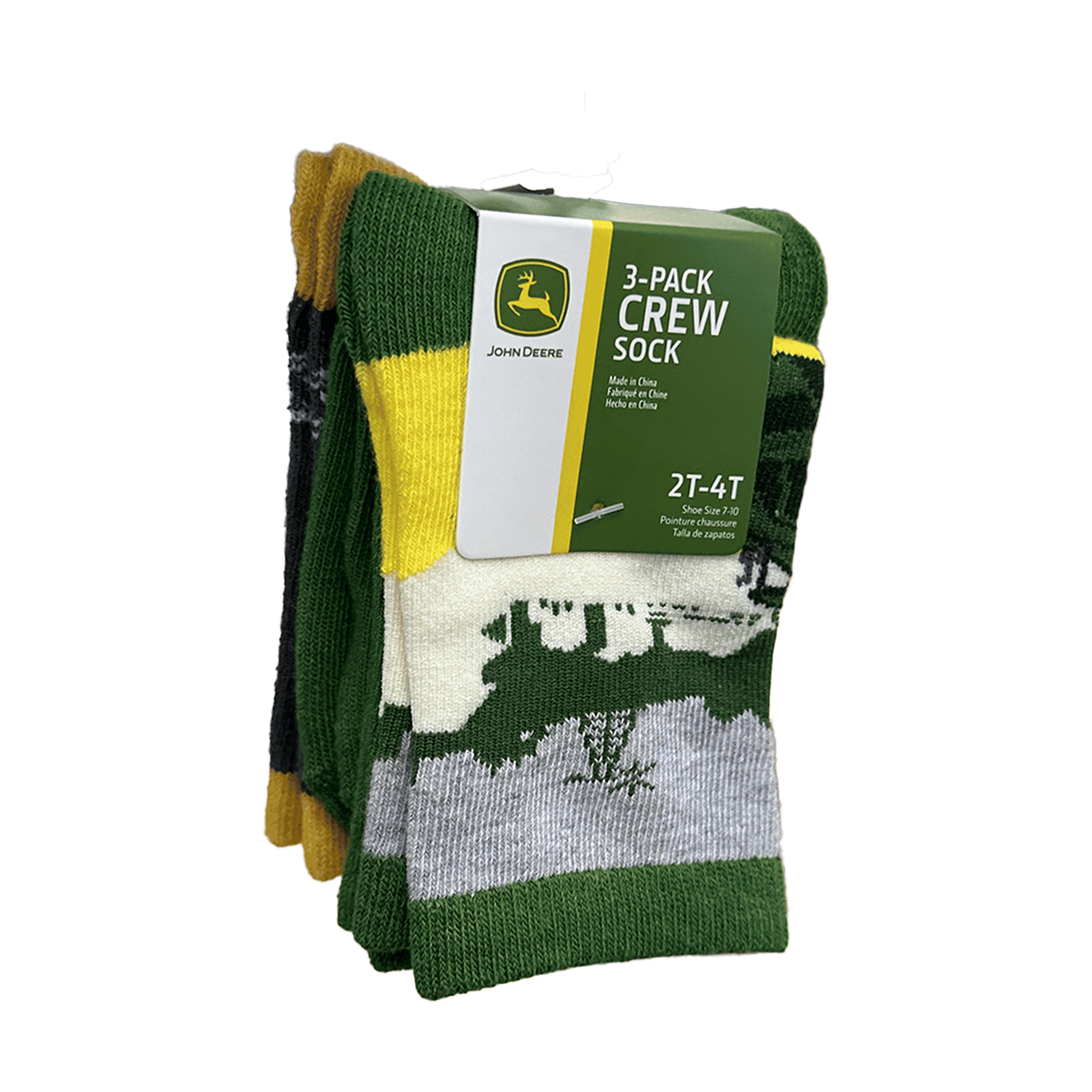 John Deere 3 Pack Crew Socks (2T-4T)