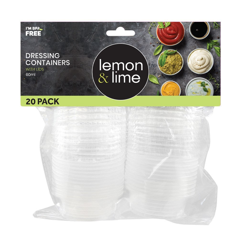 Dressing Containers with Lids – 60ml (20 Pack)