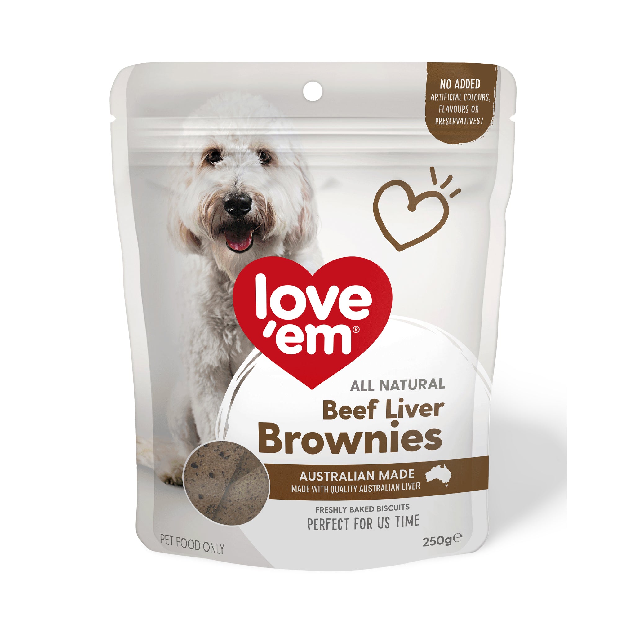 Love Em Beef Liver Brownie Dog Treats – 250g