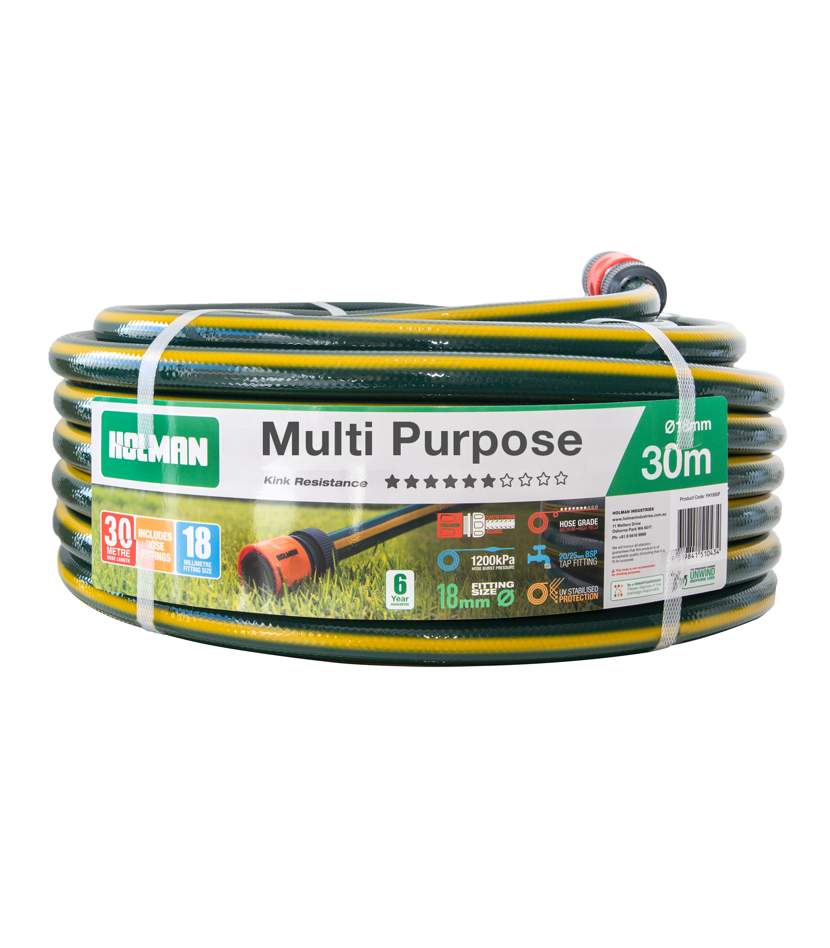 Holman Multi Purpose Hose 18mm x 30m Fitted