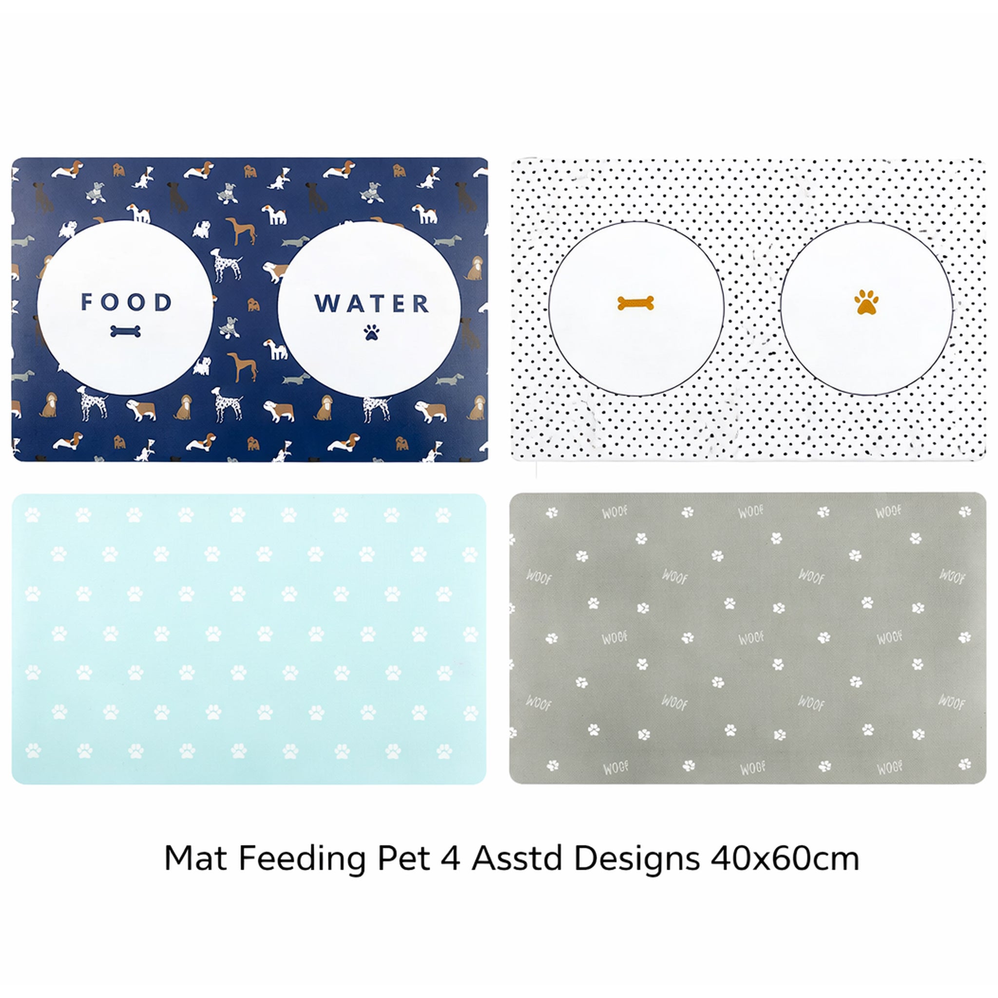 Pet Feeding Mat 40 × 60cm – Assorted