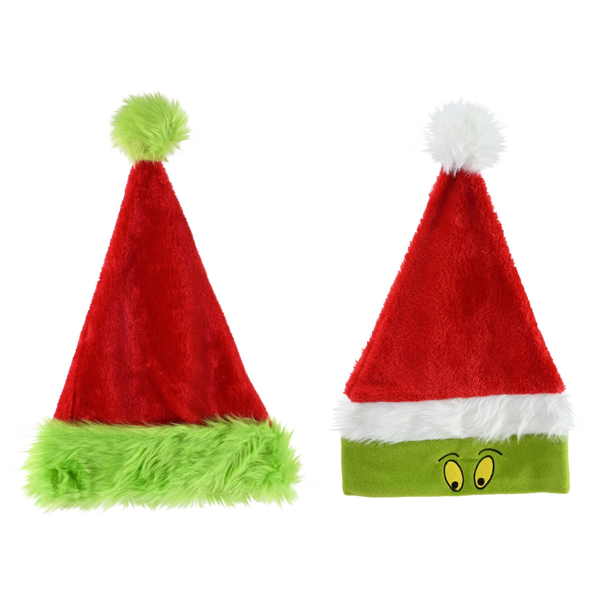 Mean Green Plush Santa Hat Assorted