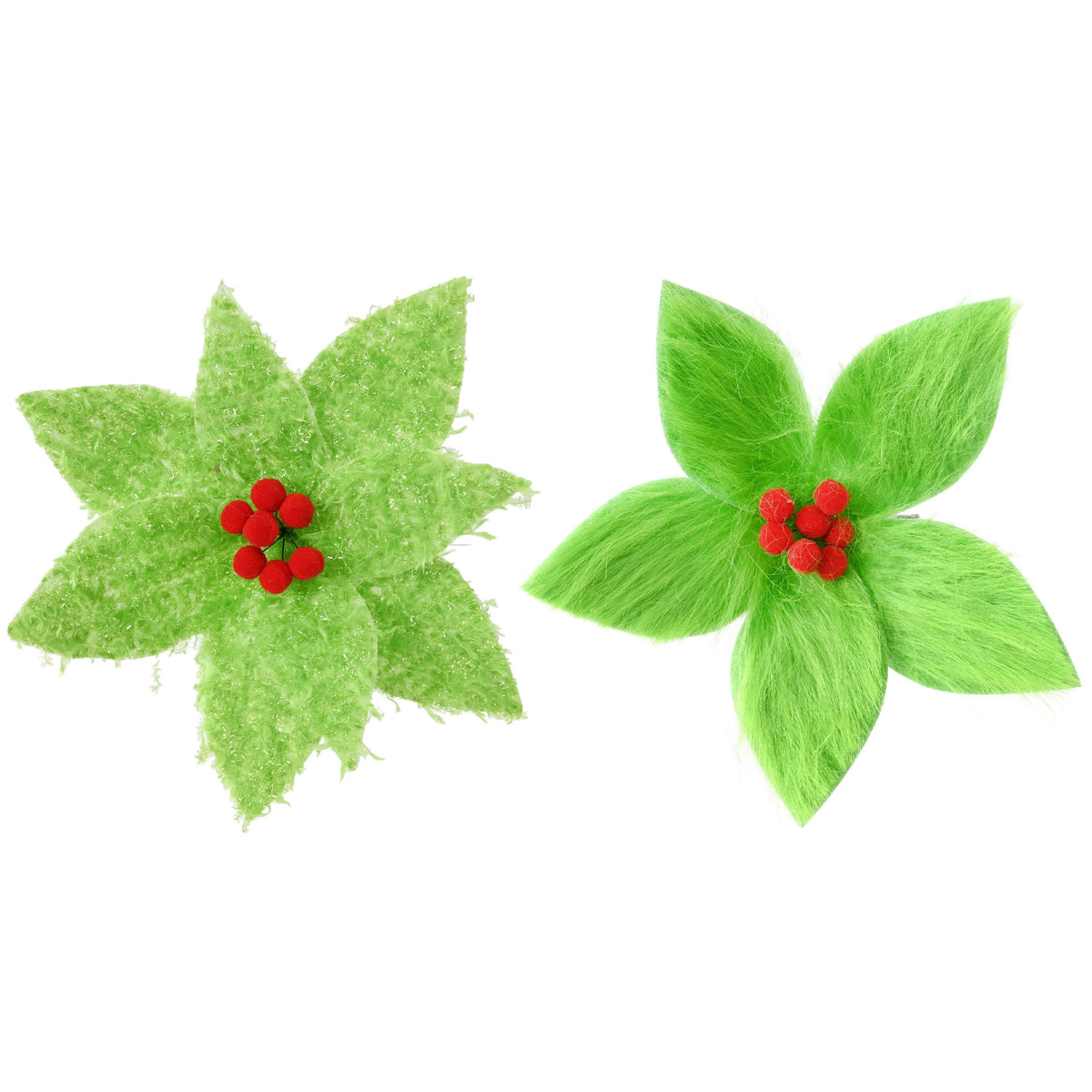 Mean Green Shaggy Flower Clip Assorted
