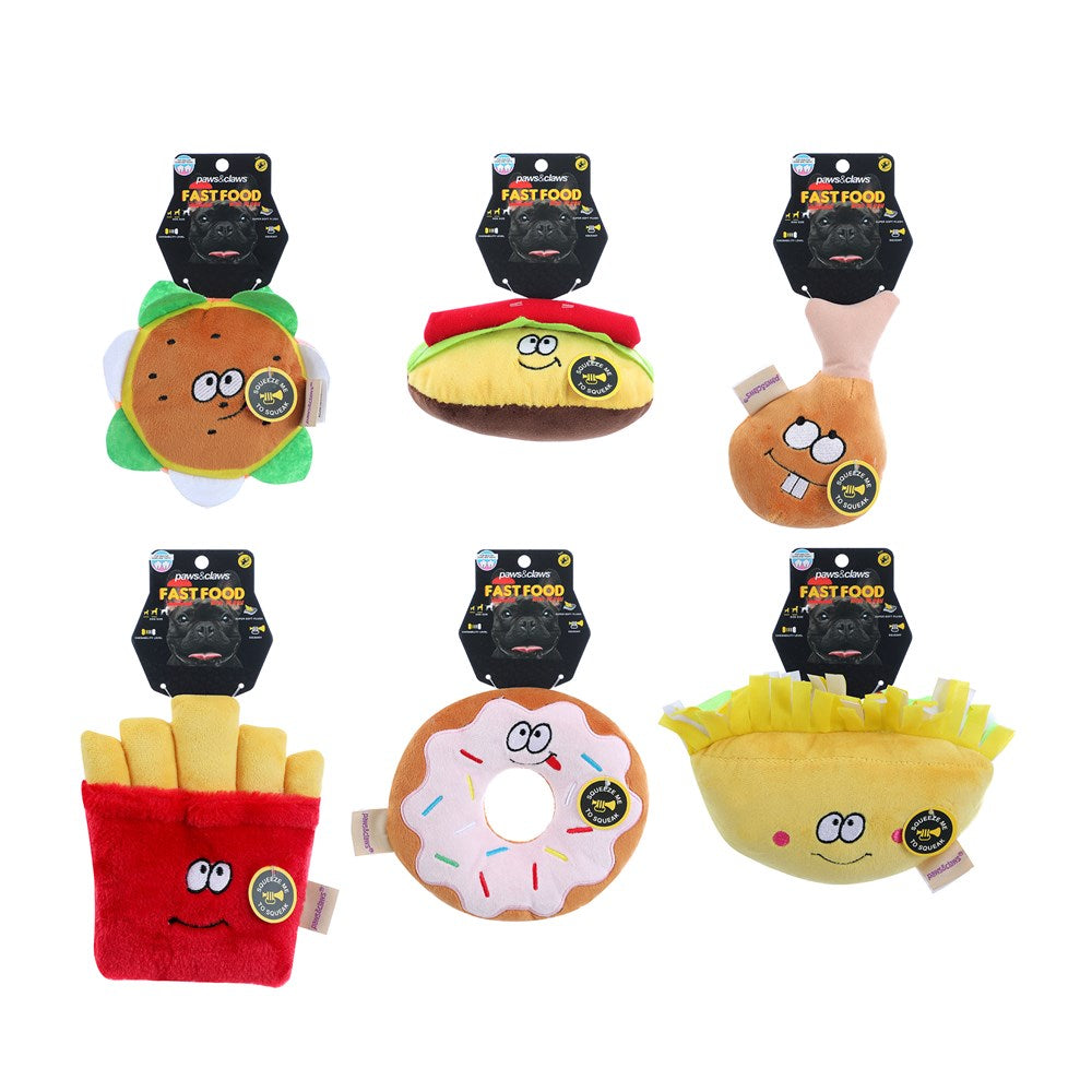 Fast Food Mini Plush Dog Toy (17cm) – Assorted