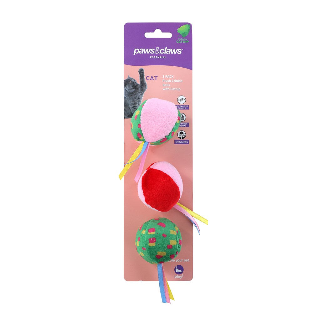 Plush Crinkle Balls with Catnip – 3 Pack XX