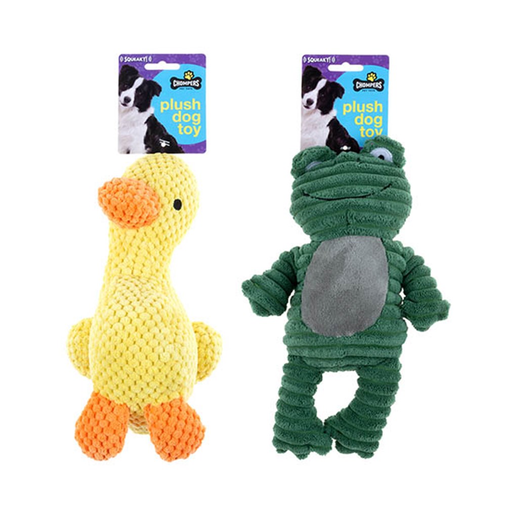Plush Dog Toy Frog / Duck Squeaky – Assorted