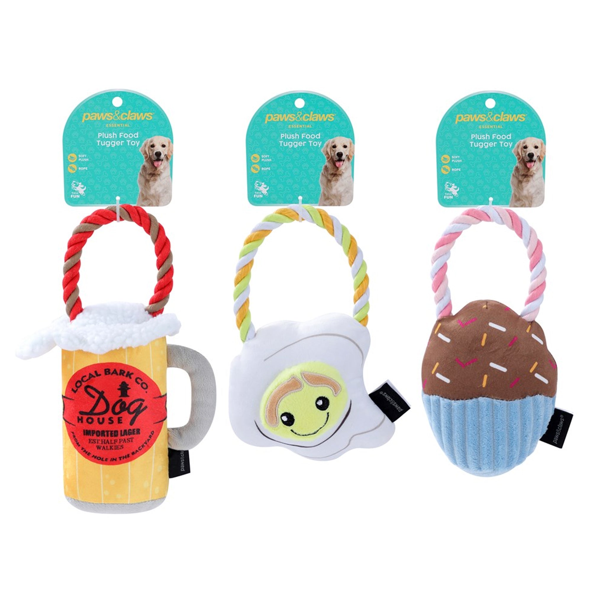 Paws & Claws Plush Food Tugger Dog Toy – 25cm (Assorted)